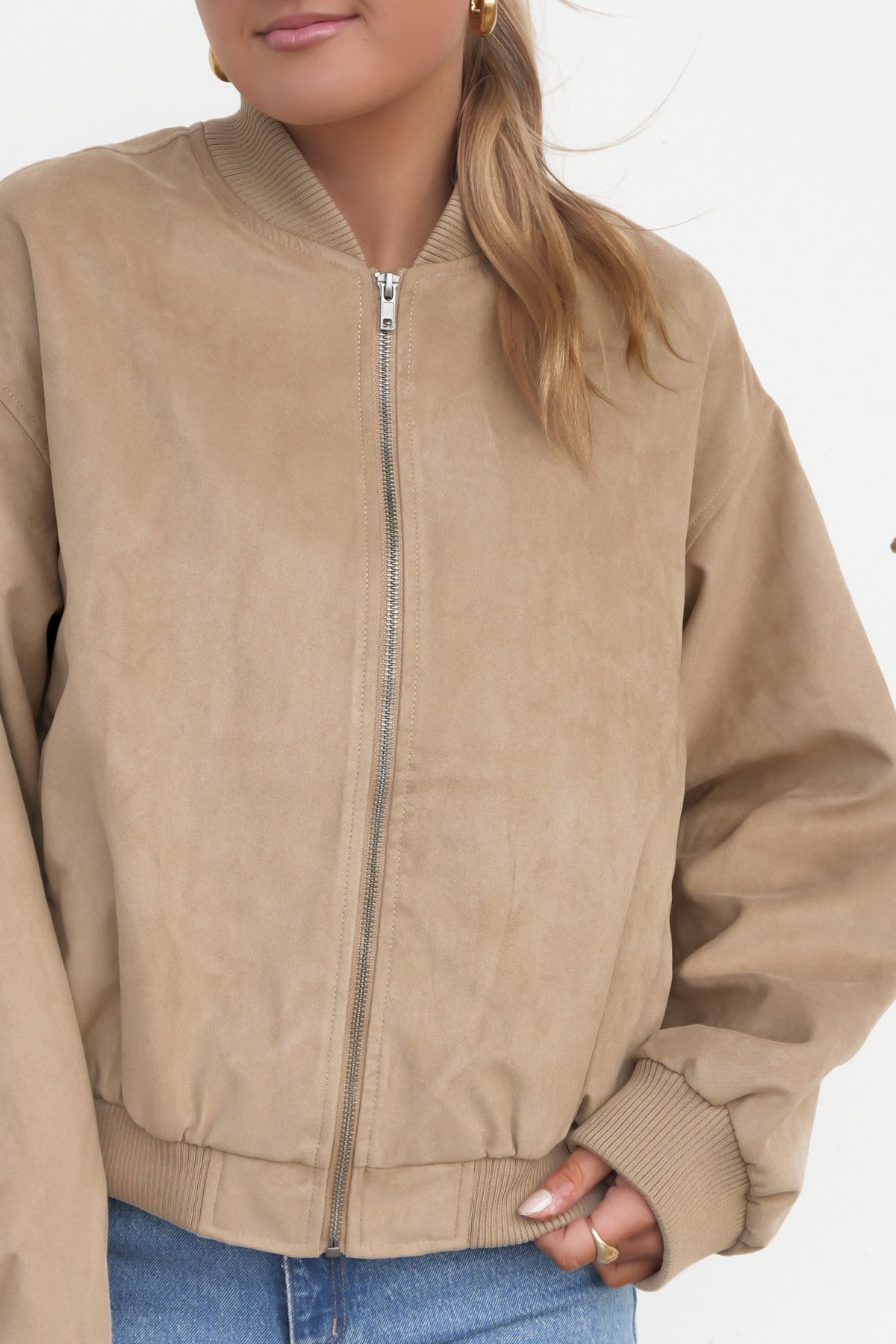 Evie Suede Bomber Sand