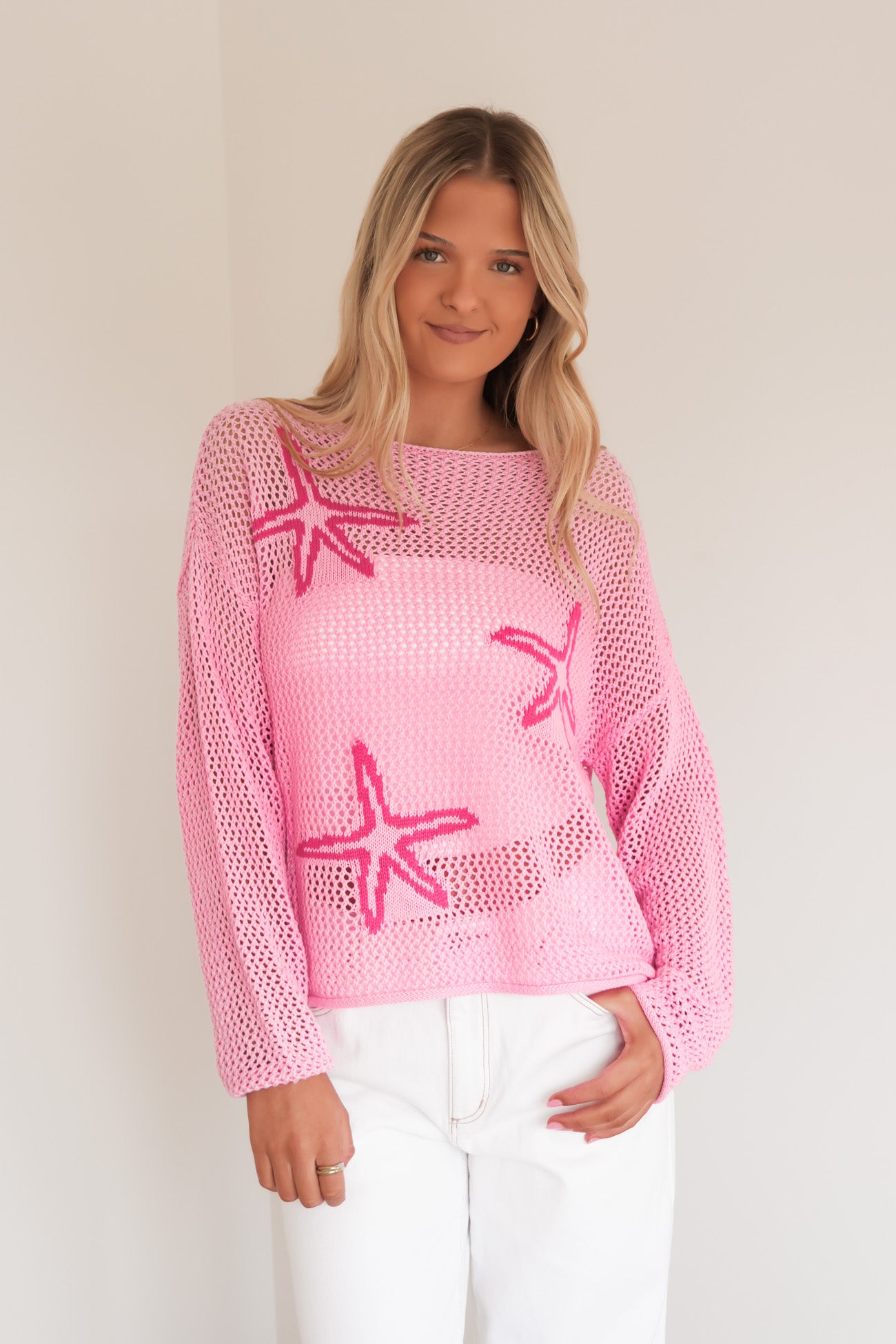 Ezrah Crochet Top Pink Starfish