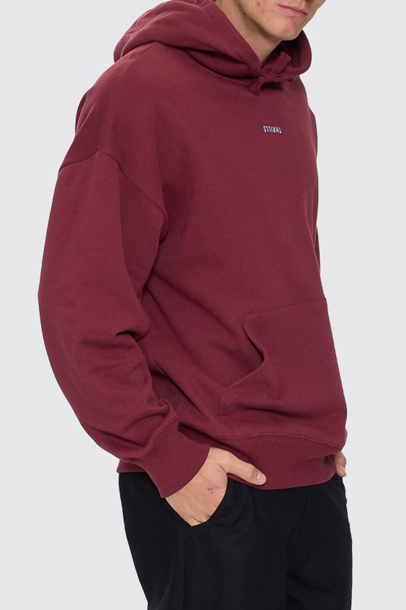 Minimal Thrills Slouch Pull On Hood New Maroon
