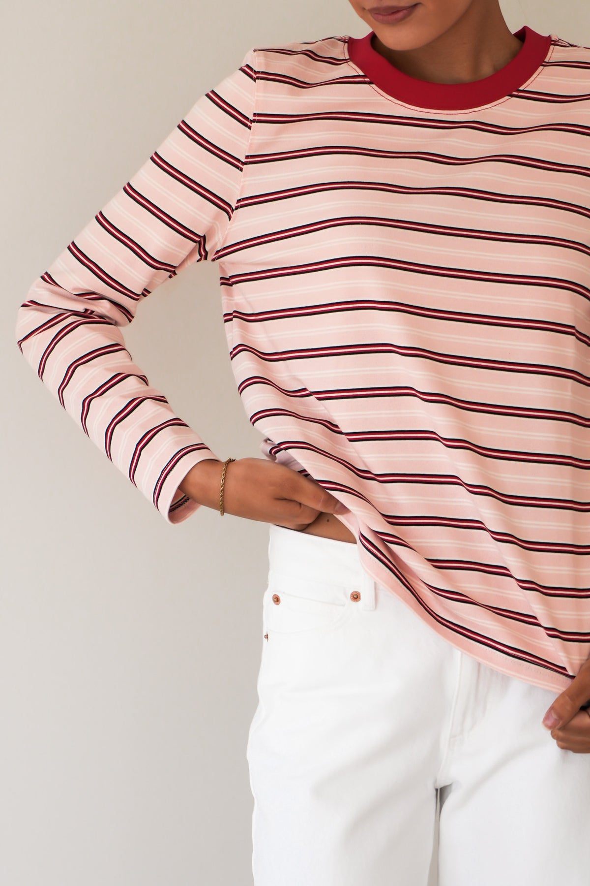 Felix Long Sleeve Red Pink Stripe