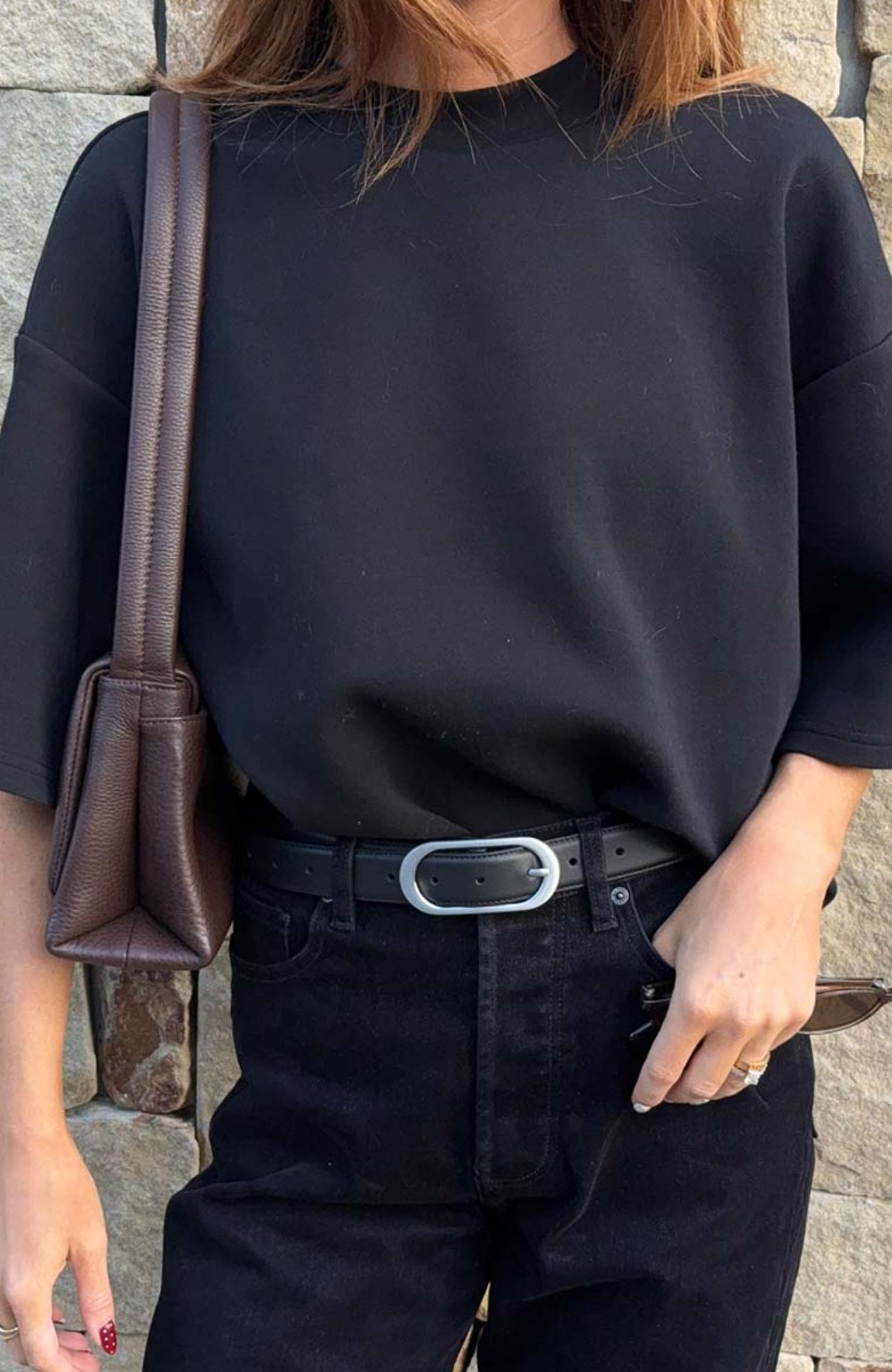 Final Loop Belt Black Nappa Silver