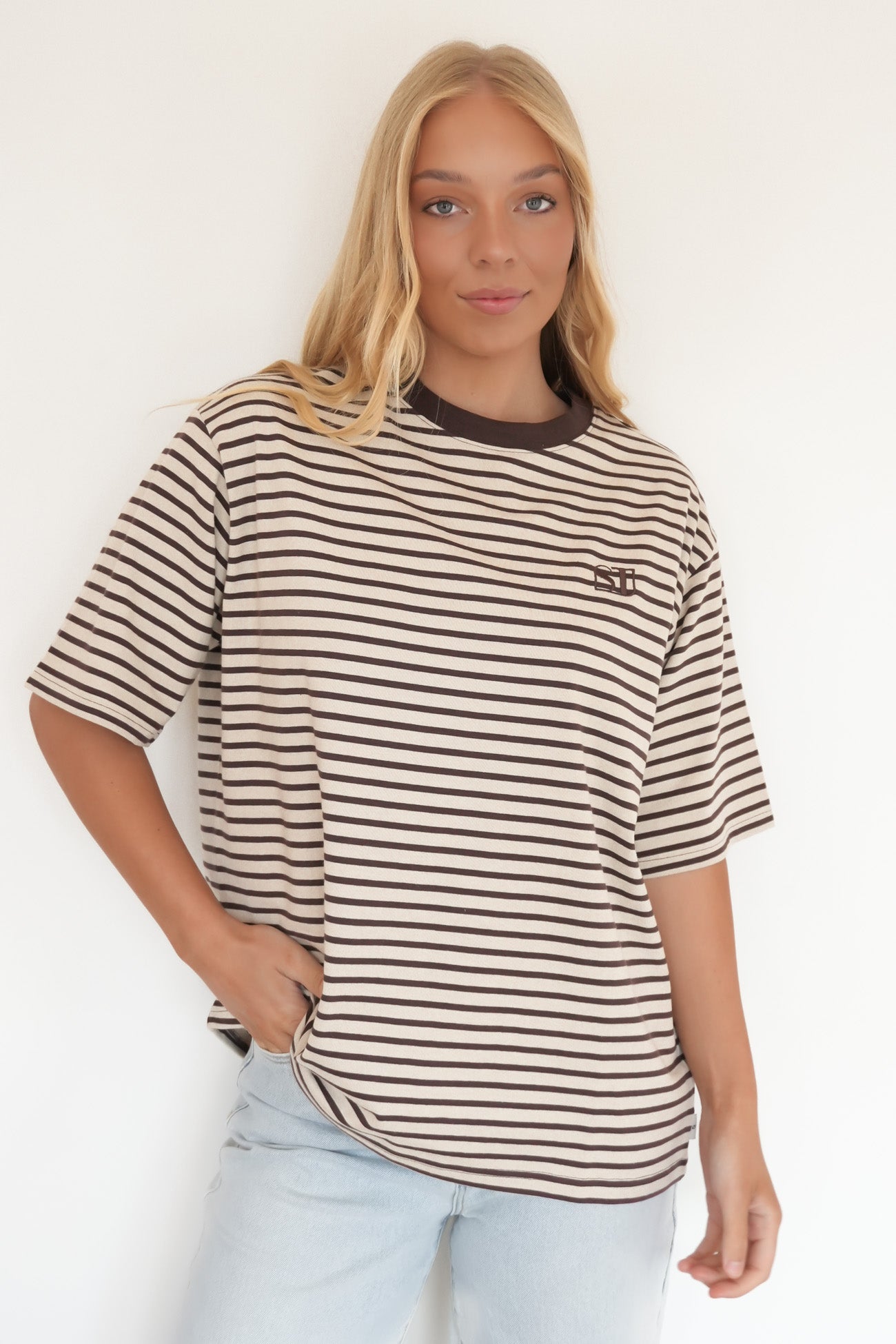 Foundation Stripe Short Sleeve Tee Chocolate