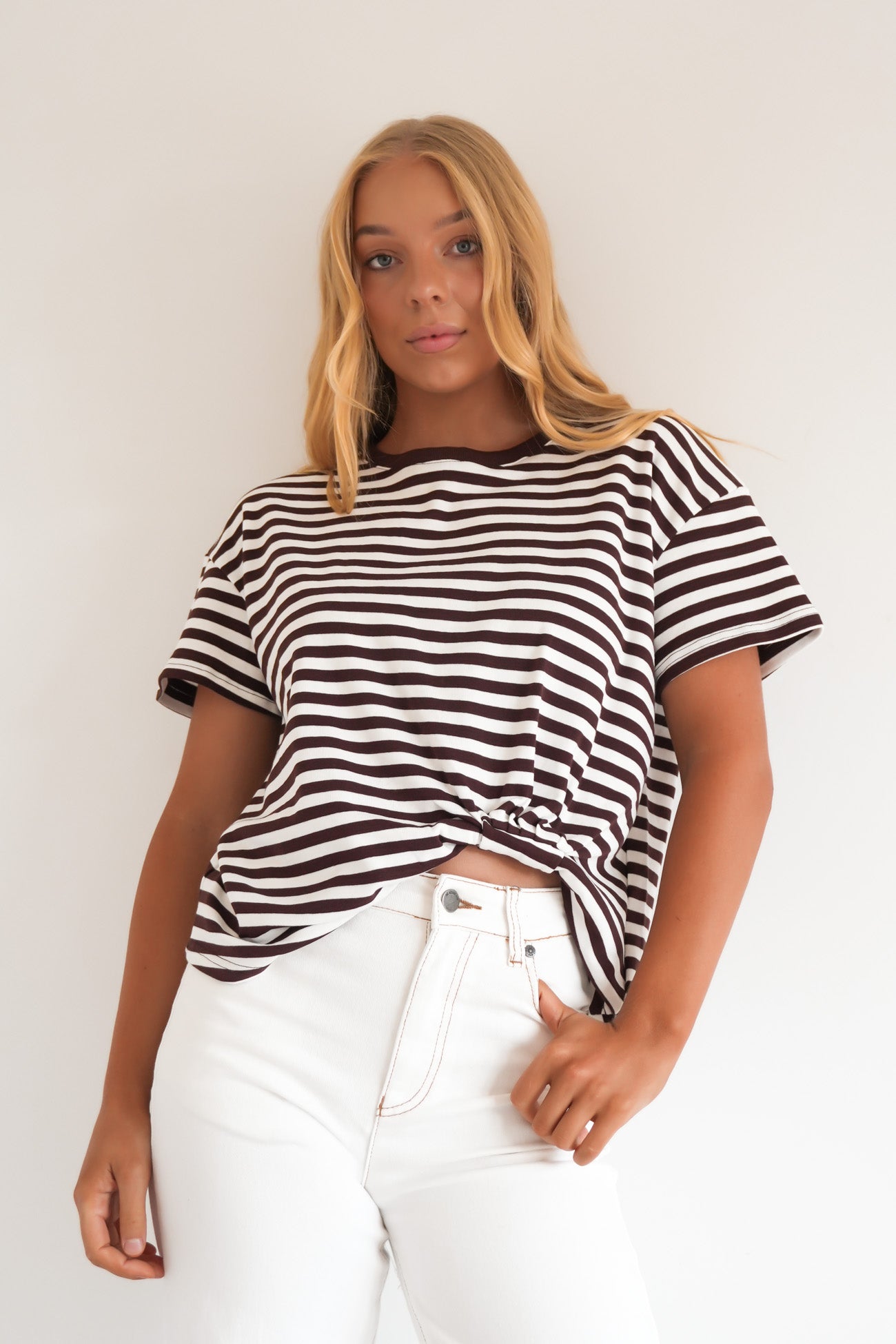 Franco Stripe Tee Chocolate