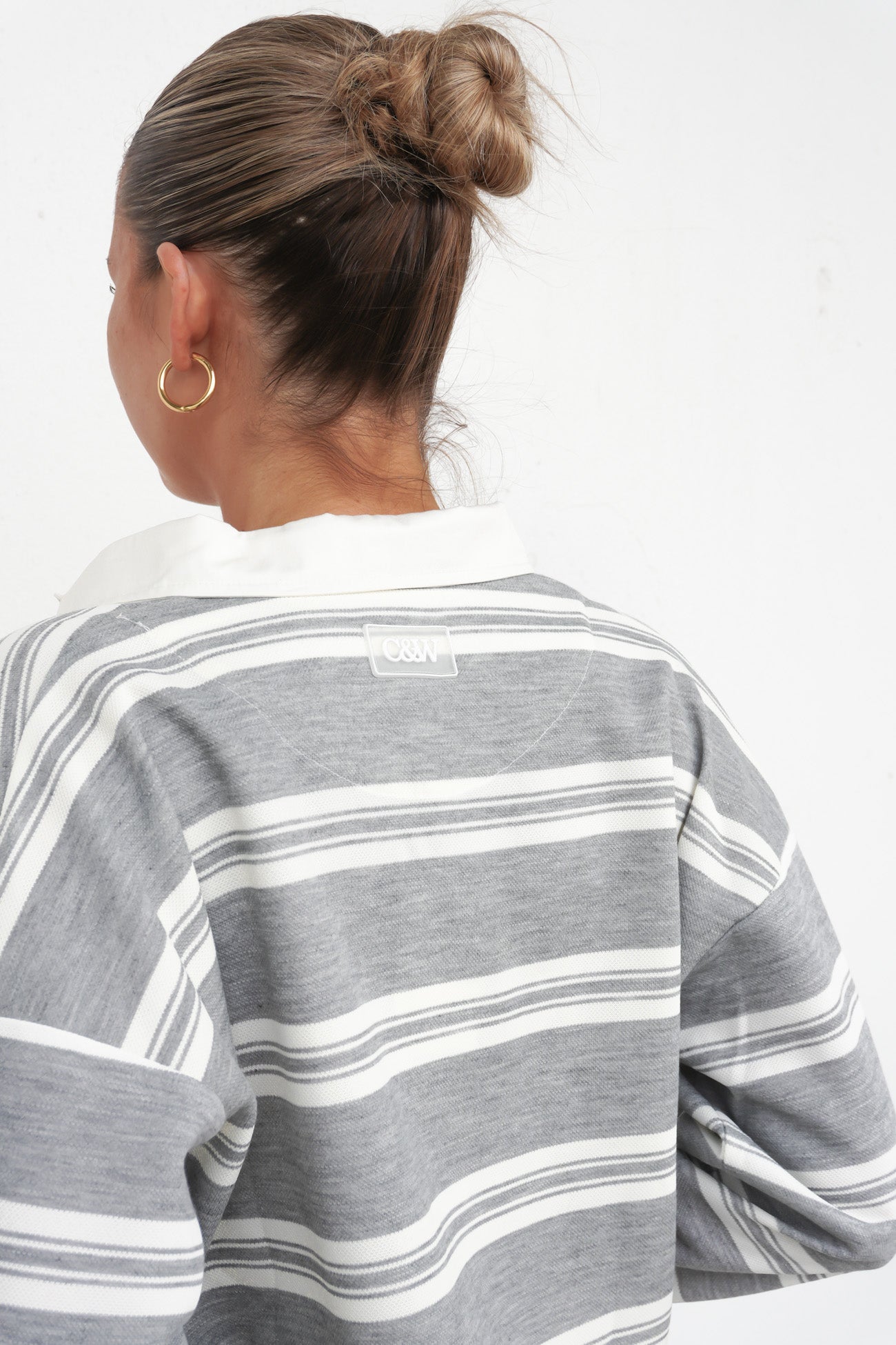Freddie Rugby Top Grey Marle Stripe