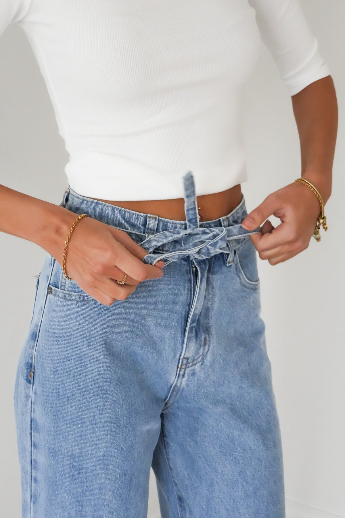 Gia High Rise Baggy Jean Light Blue