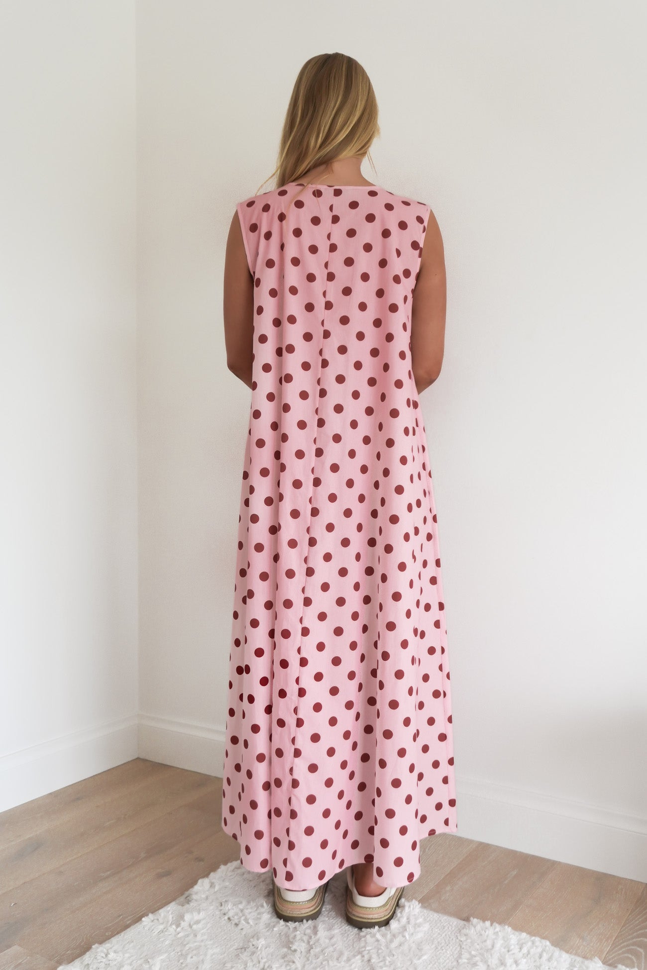 Gloria Maxi Dress Pink Polka Dot