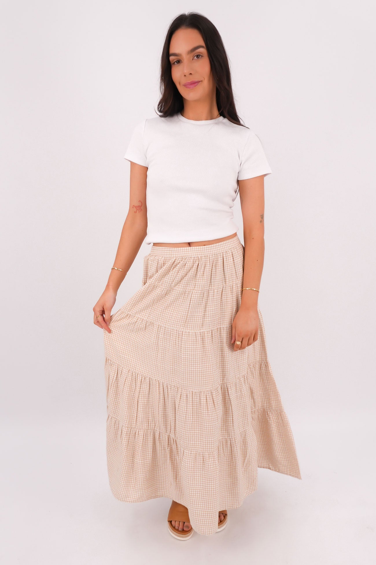 スカート DEPARTMENT 5 Women Mid Skirts DG0422TS0176 004 BEIGE A.M.G | Open cut midi skirt | Women's Beige Midi skirts