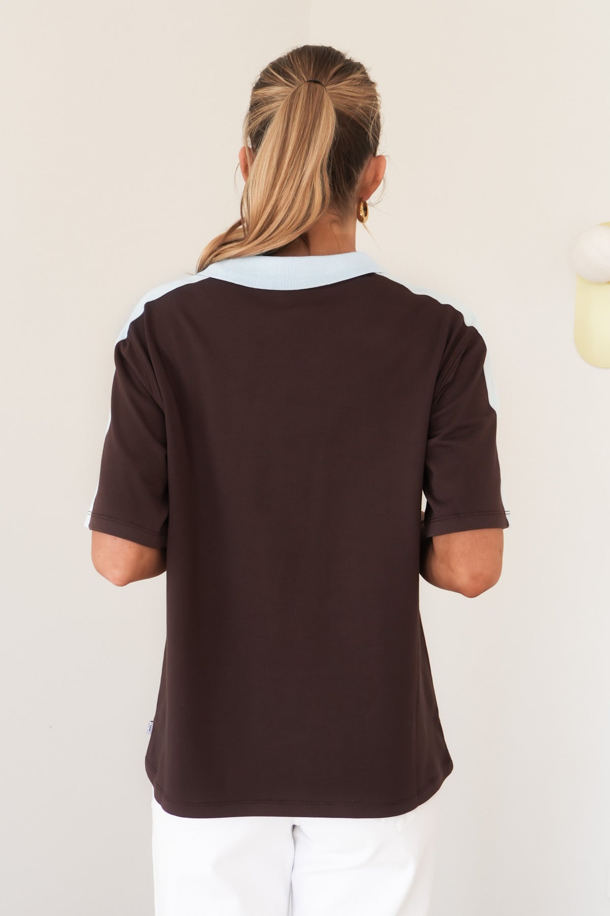 Harli Contrast Polo Tee Chocolate