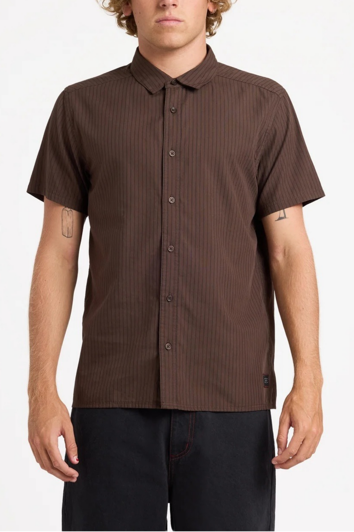 Harmony Emblem Short Sleeve Shirt Chocolate Brown