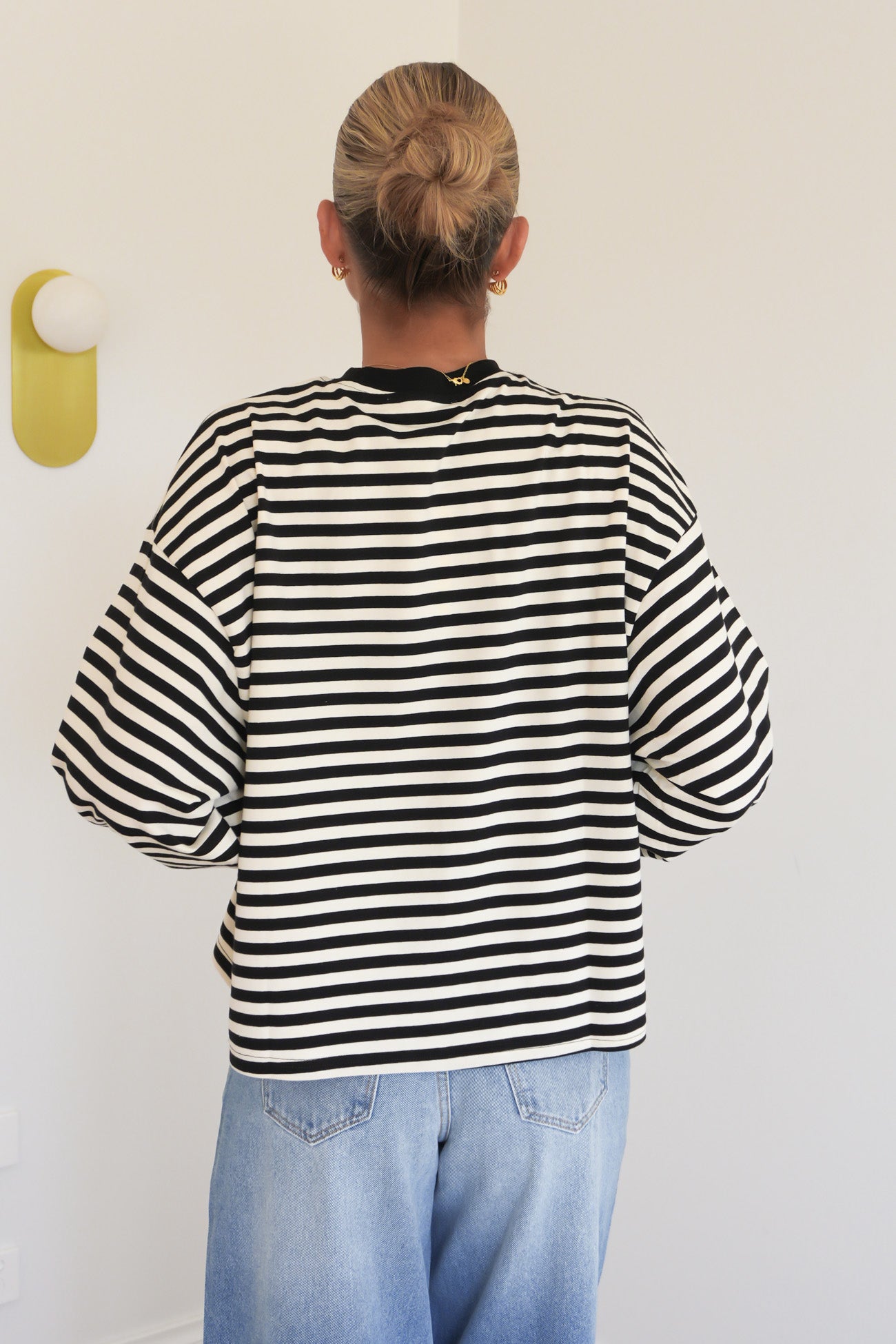 Haylee Long Sleeve Stripe Tee Black