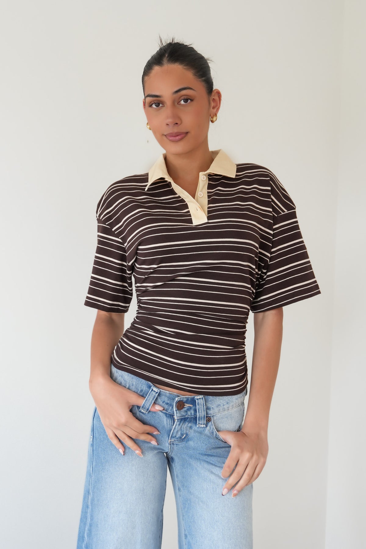 Haylee Rugby Top Brown
