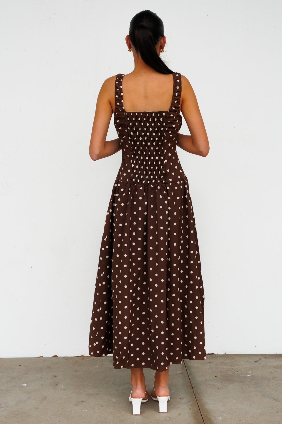 Hellen Maxi Dress Brown Polka Dot
