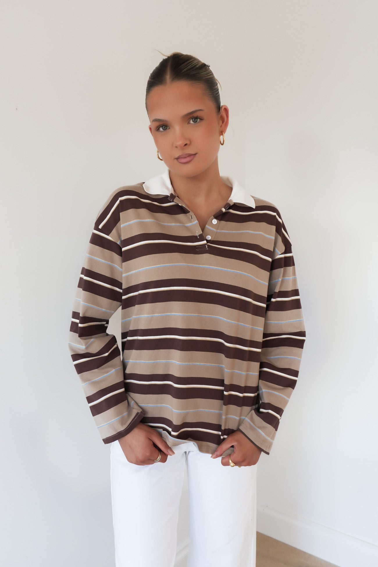 Henny Rugby Top Brown Stripe
