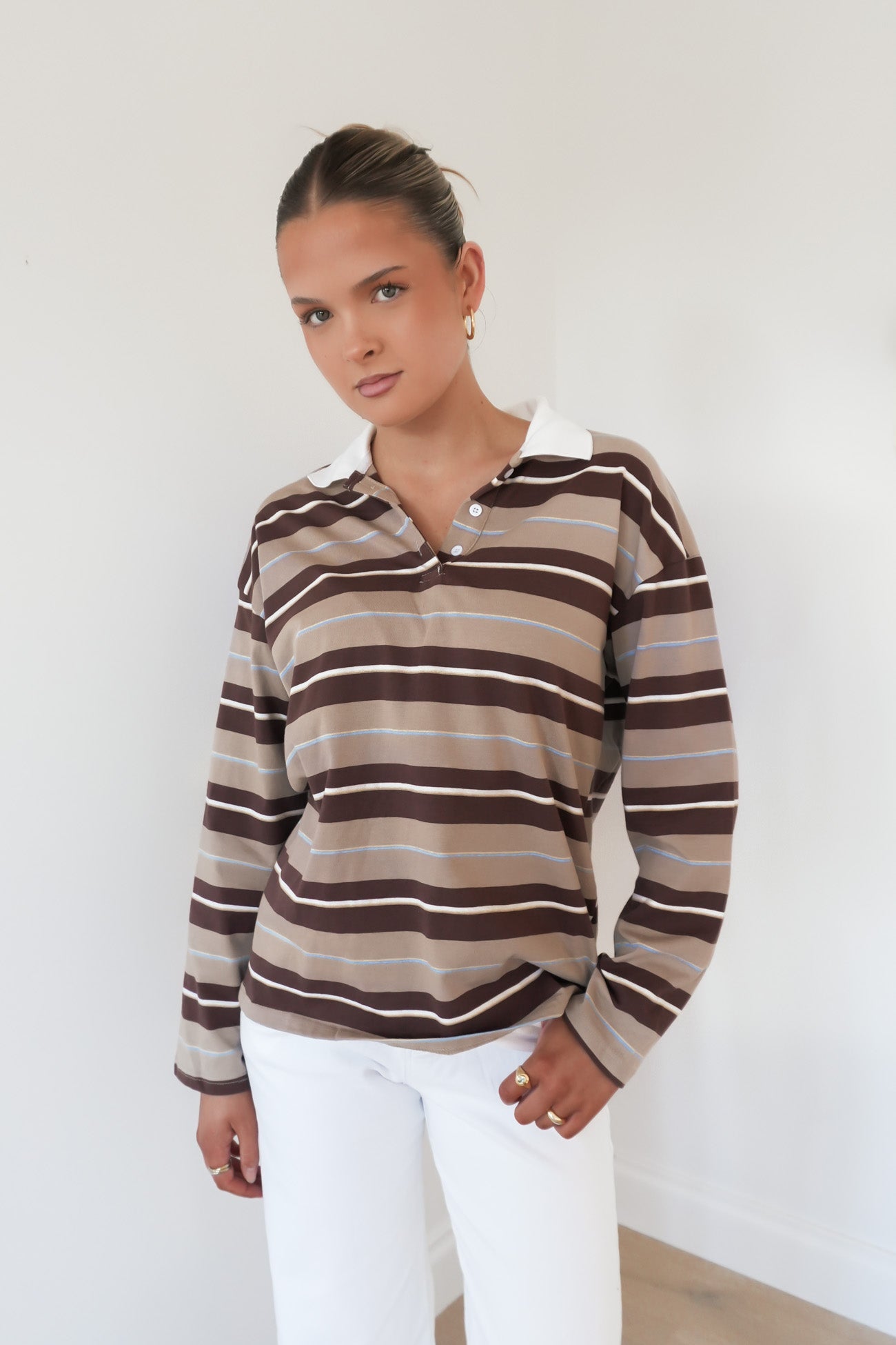 Henny Rugby Top Brown Stripe