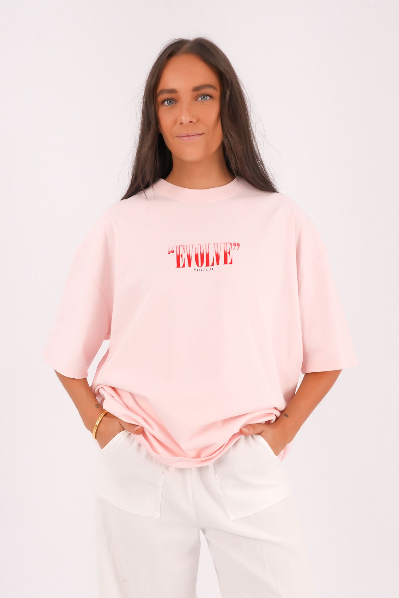 Highly Evolved Oversized Tee Barely Pink