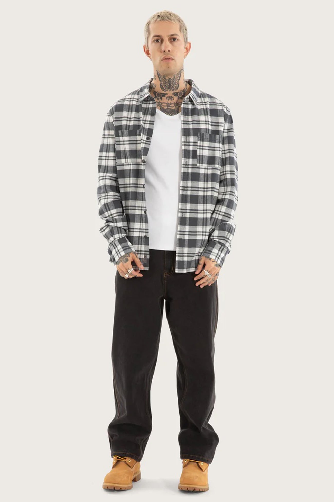 Horizons Long Sleeve Shirt Grey Check f1
