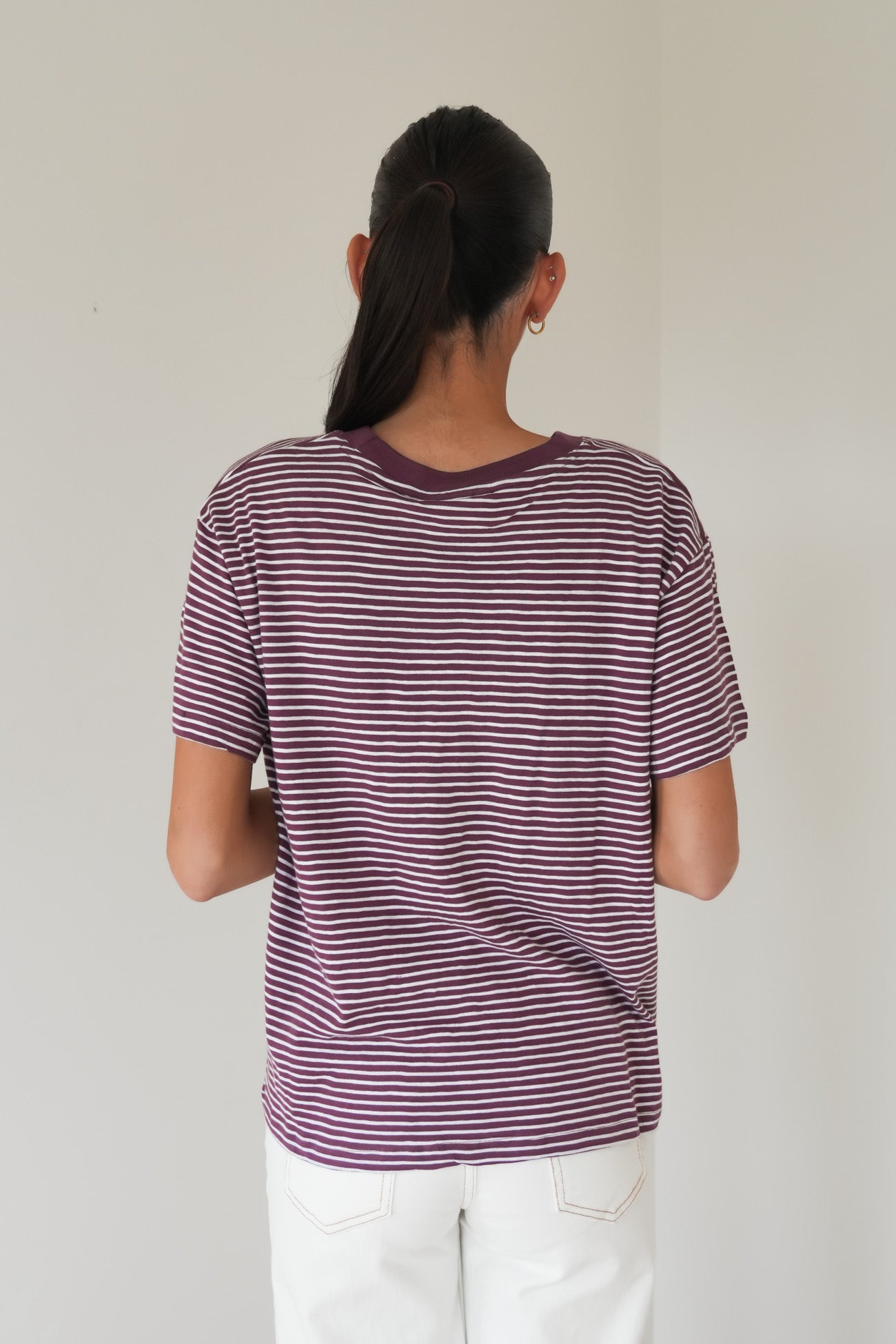 Hutch Stripe Tee Plum White