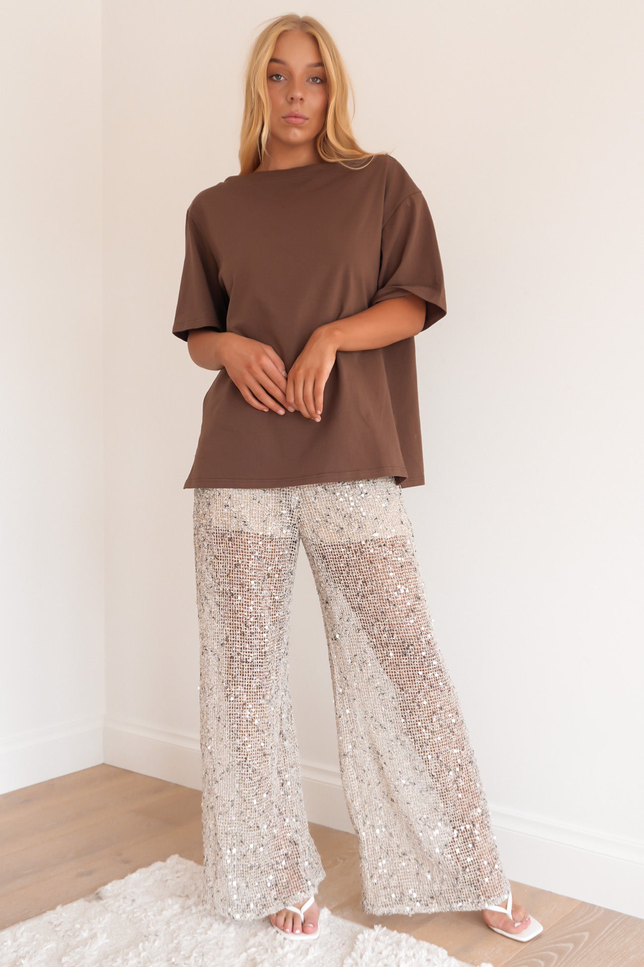 Jacinda Sequin Pant Beige