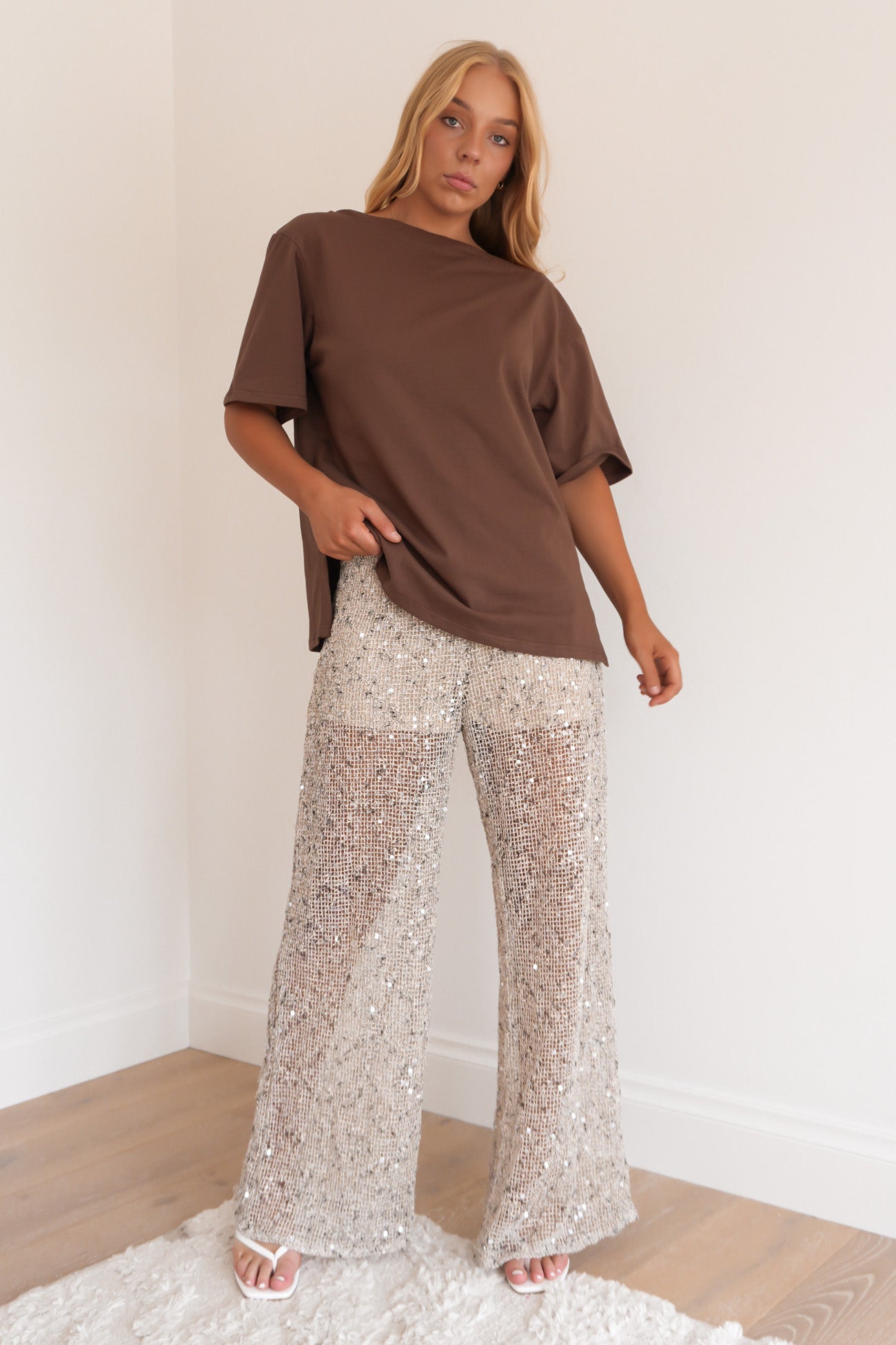 Jacinda Sequin Pant Beige