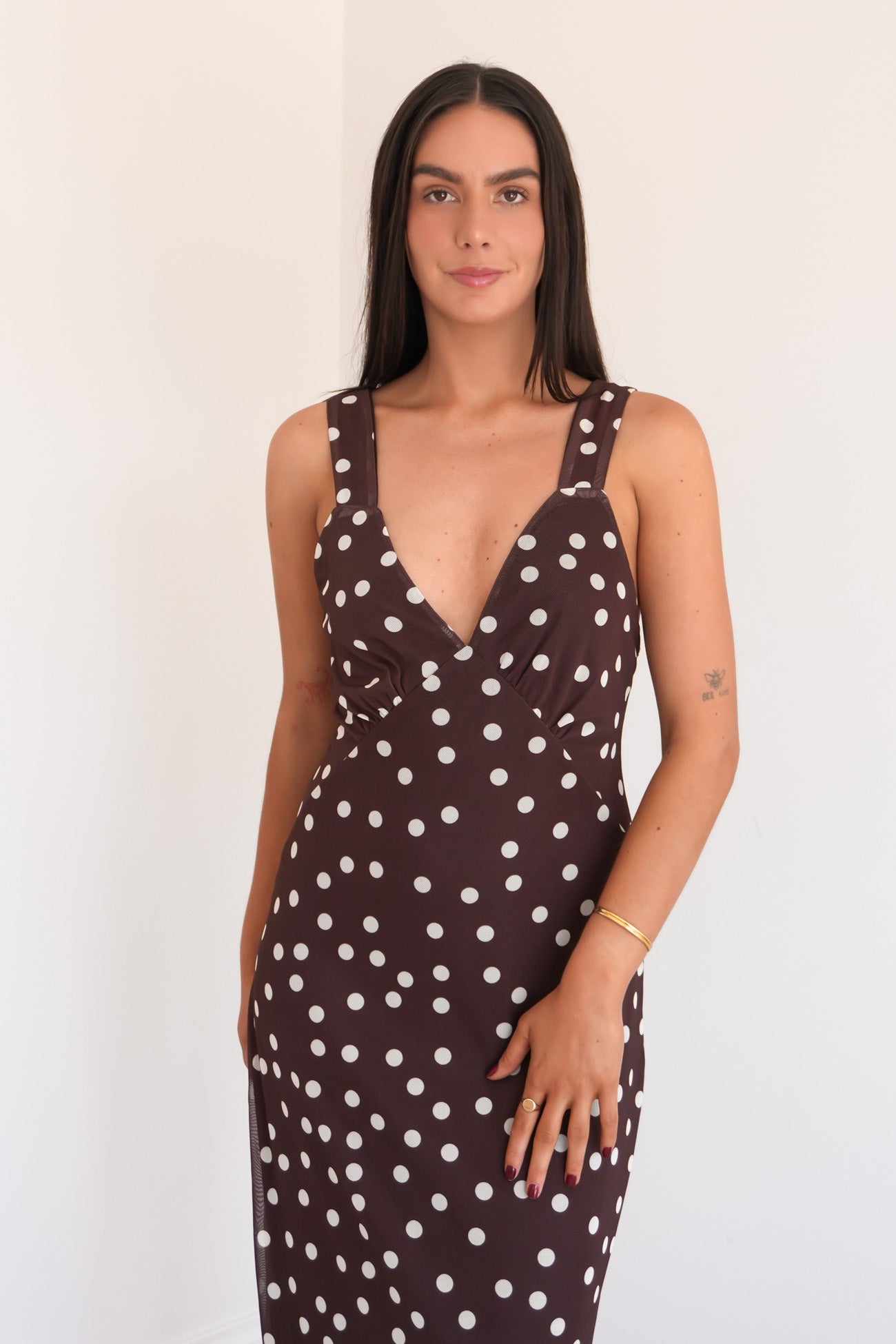 Jackson Maxi Dress Chocolate Polka Dot