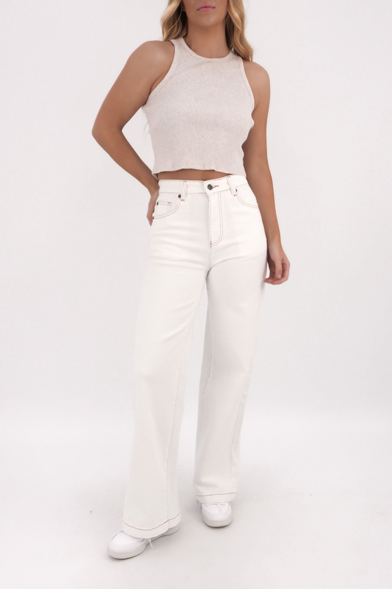 Jacqui Wide Leg Jean Vintage White