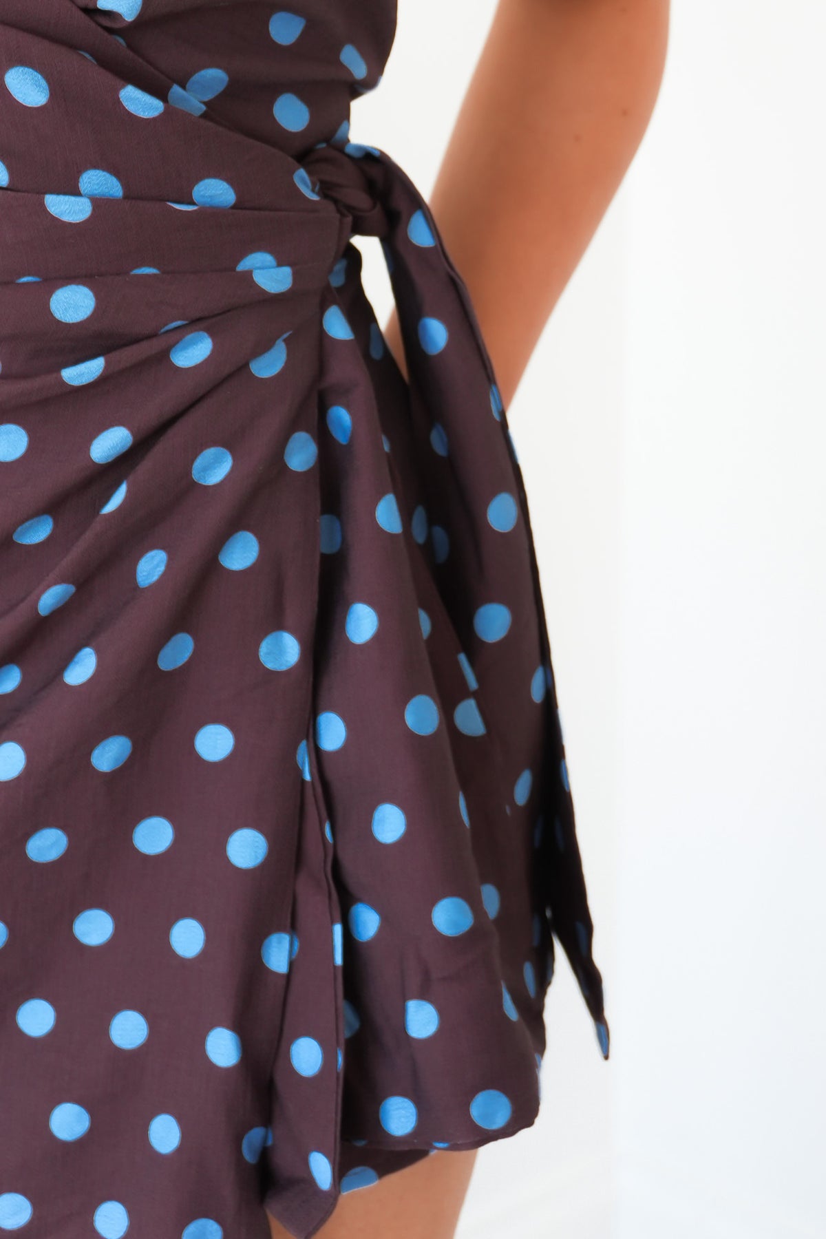 Jaylee Halter Mini Dress Purple Blue Polka Dot