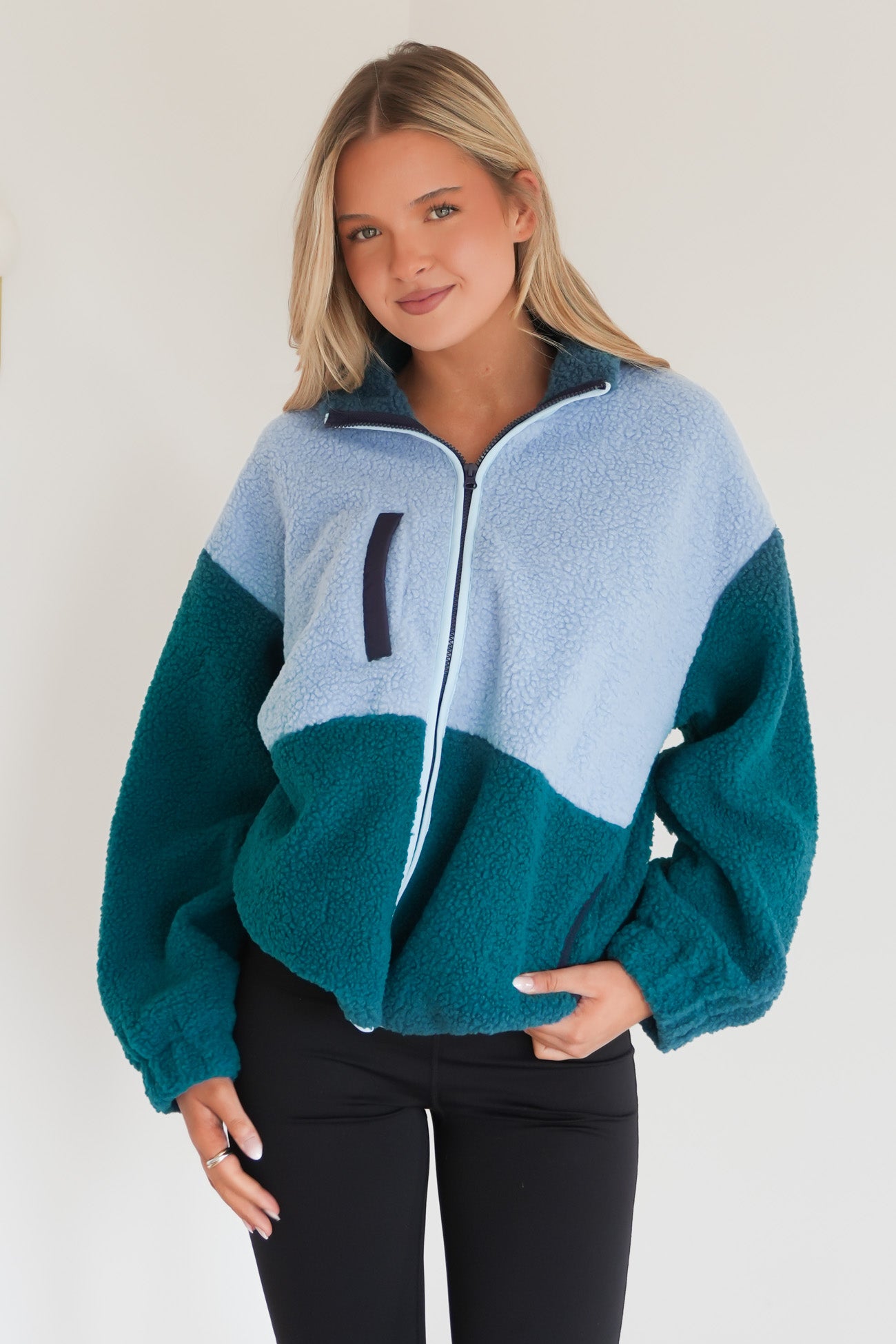Jayne Fleece Jacket Teal Green Blue