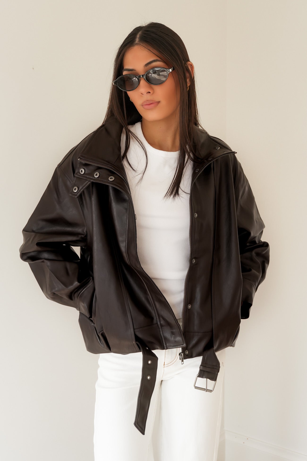 Jaynee Funnel Neck Jacket Chocolate