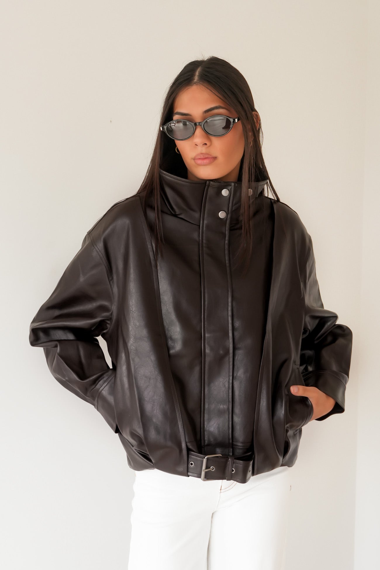 Jaynee Funnel Neck Jacket Chocolate