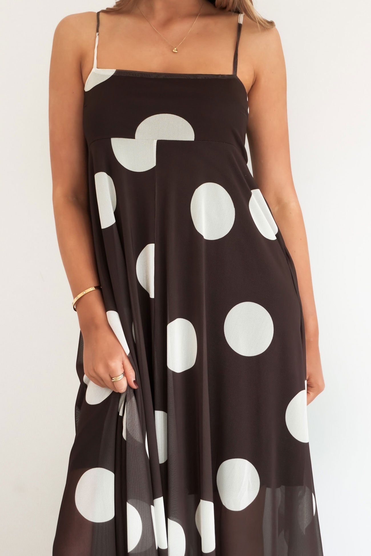 Jeane Maxi Dress Chocolate Polka Dot