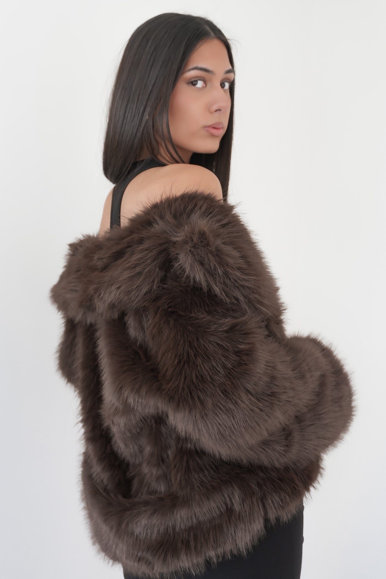 Jessy Faux Fur Coat Chocolate