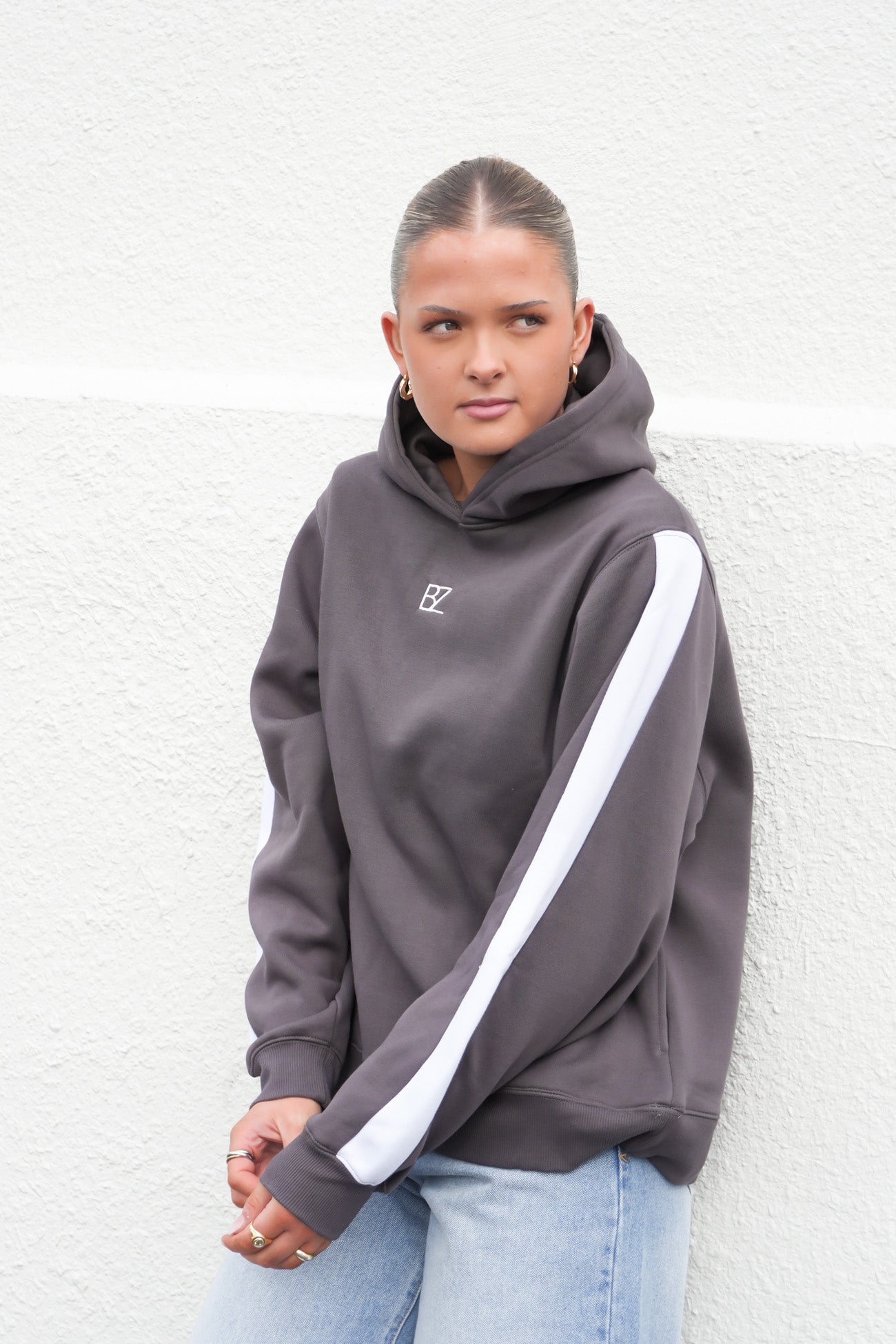Journey Stripe Hoody Charcoal