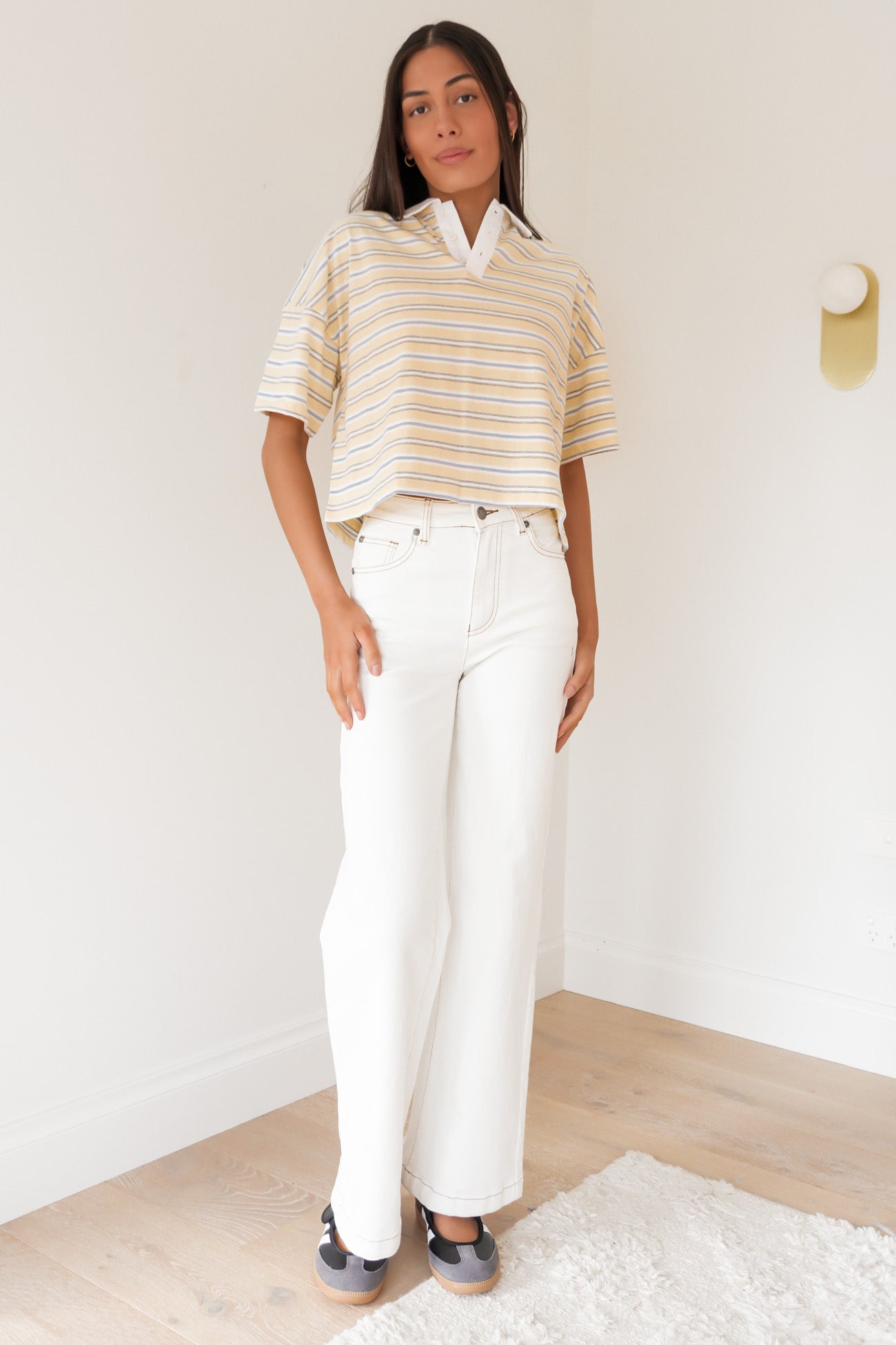 Junie Stripe Rugby Tee Yellow