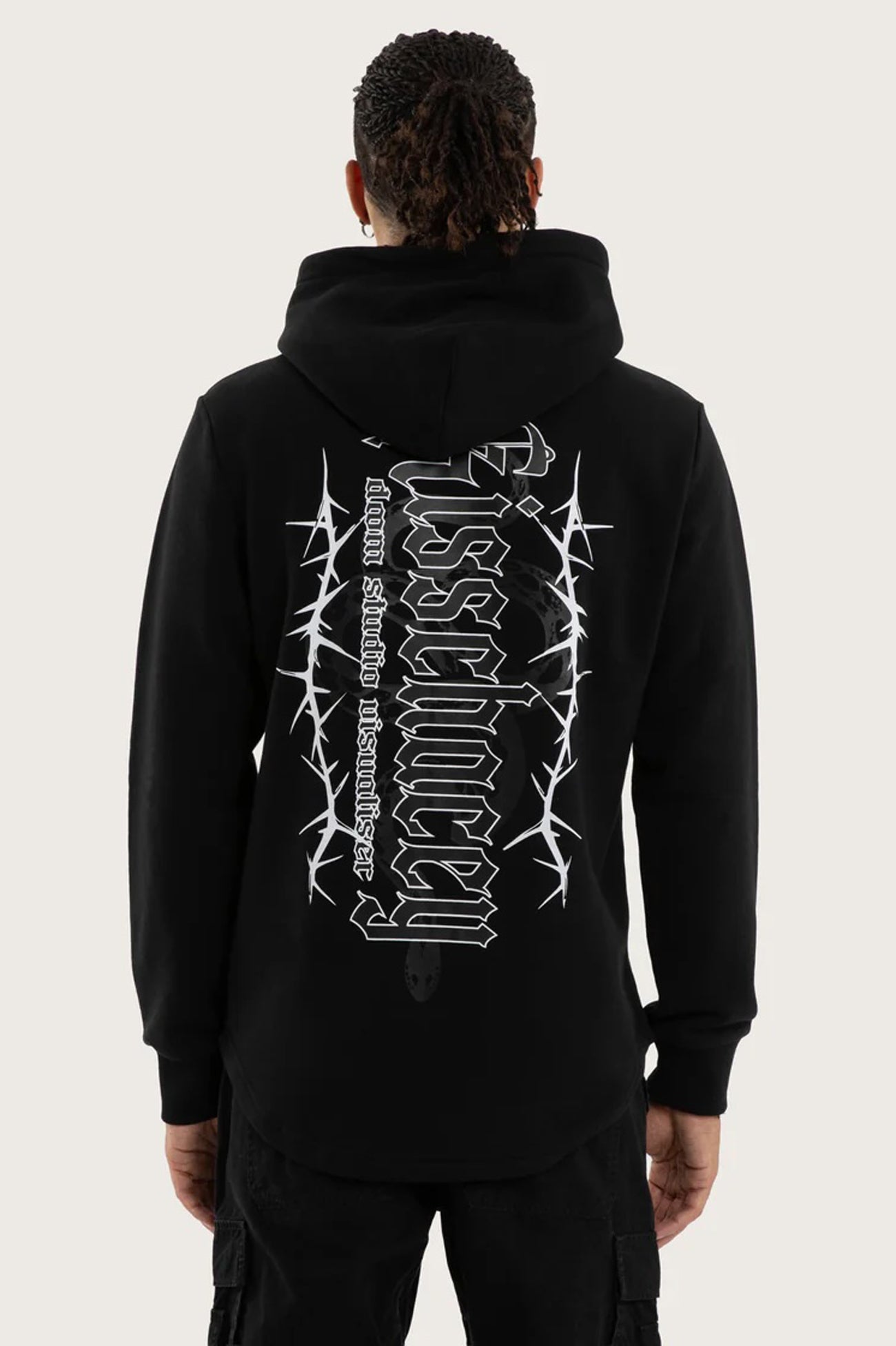 Risen Dual Curved Hoodie Jet Black