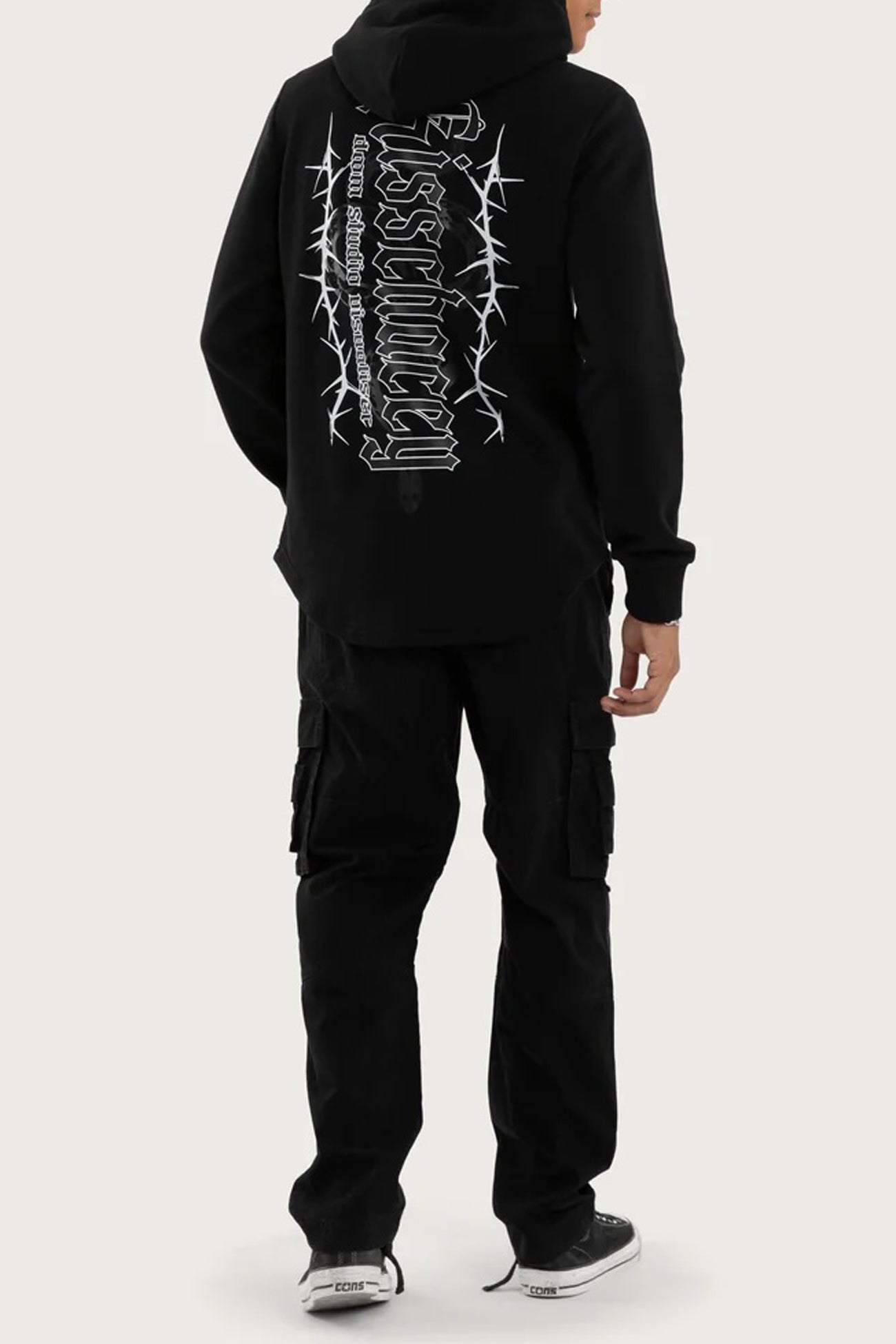 Risen Dual Curved Hoodie Jet Black