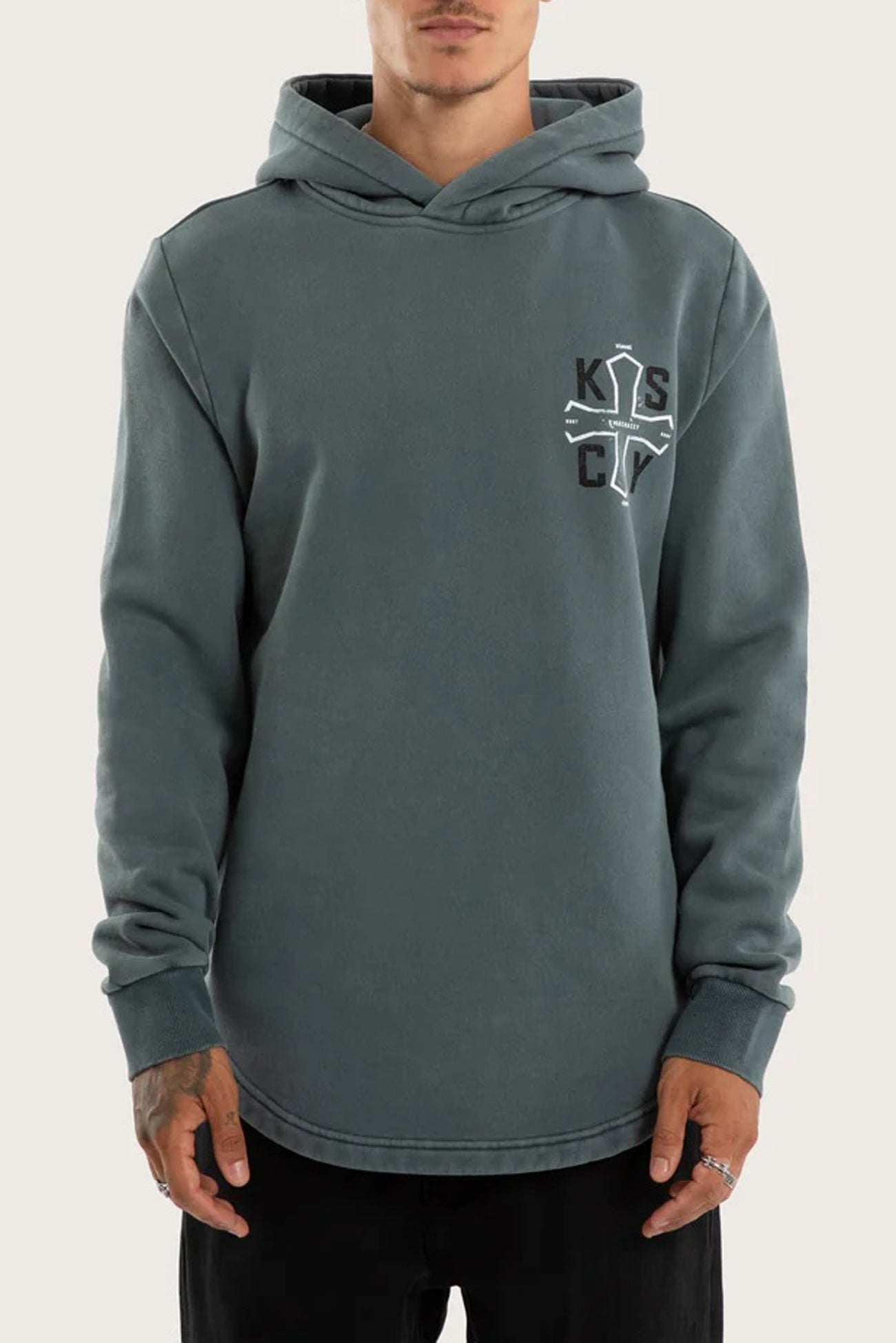 Tension Dual Curved Hoodie Pigment Stormy Weather