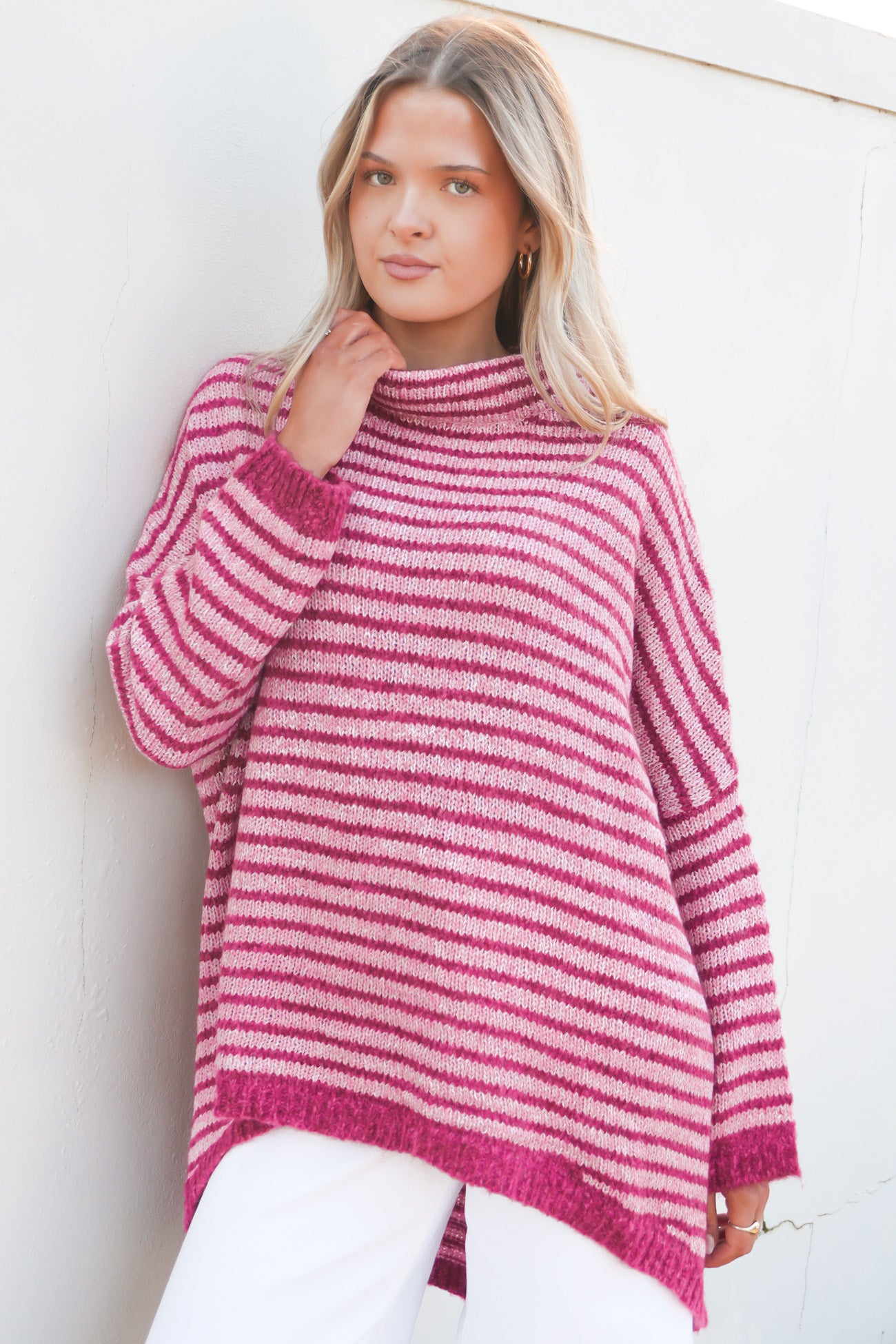 Kailee Knit Jumper Berry Stripe