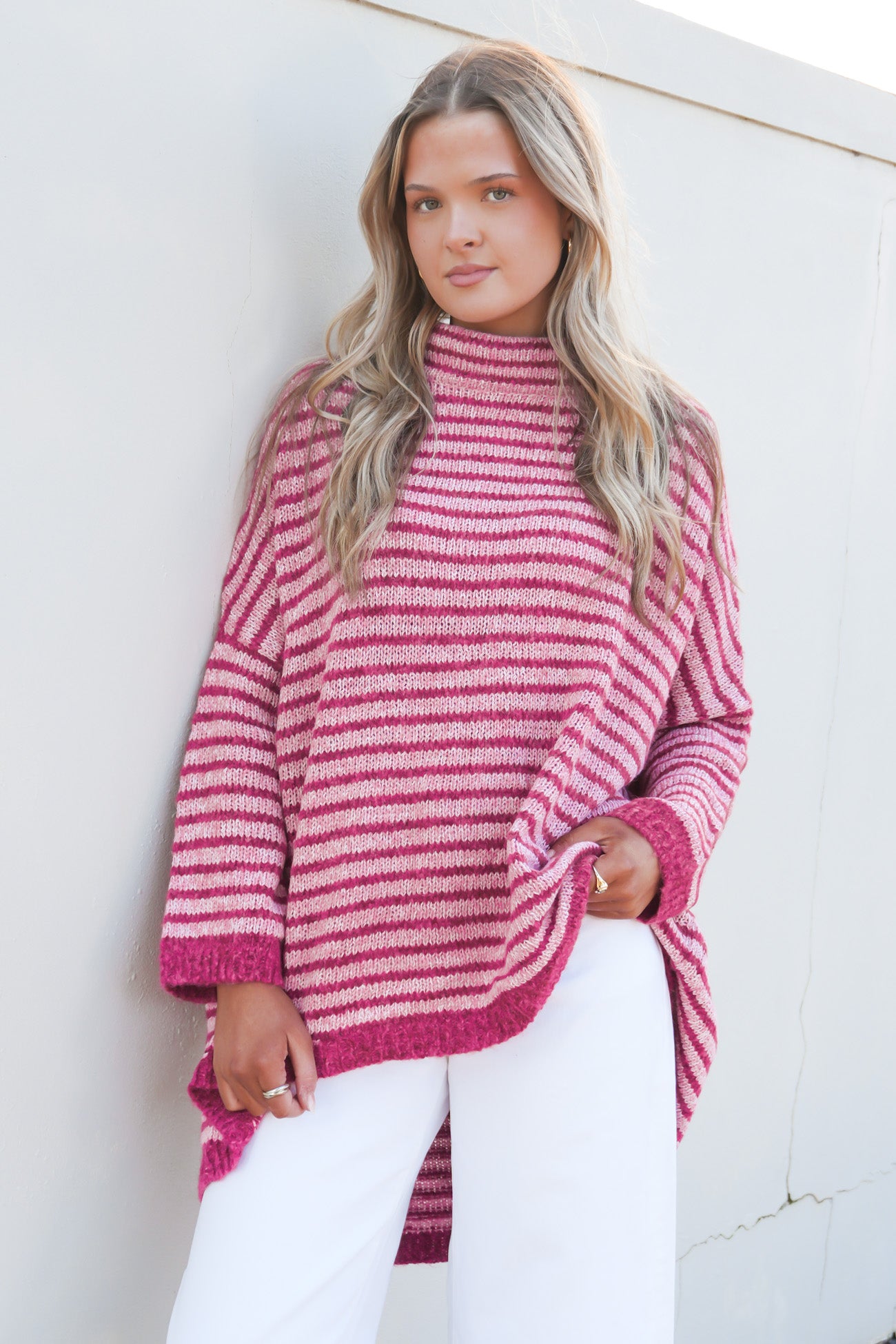 Kailee Knit Jumper Berry Stripe