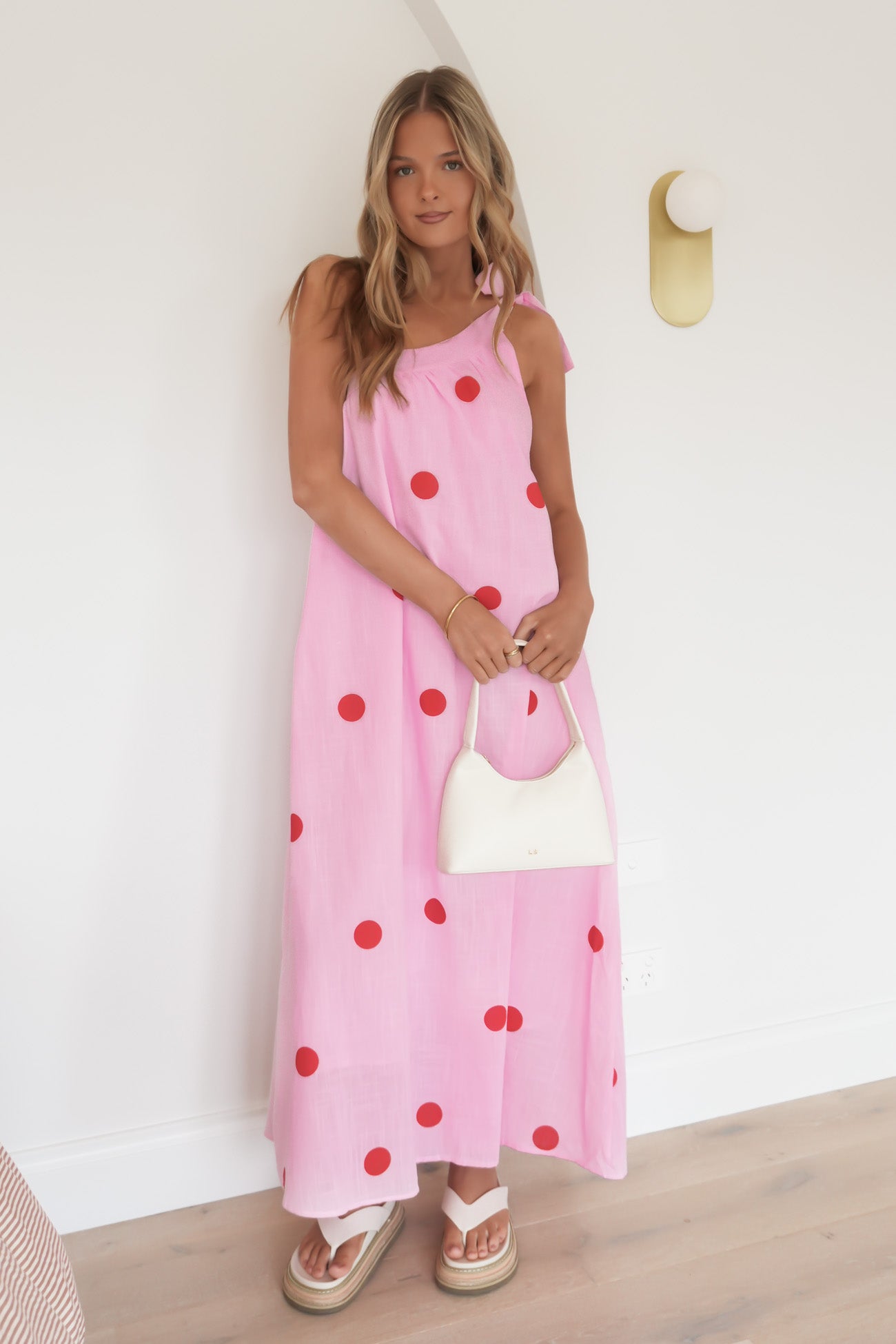 Kaley Maxi Dress Pink Polka Dot