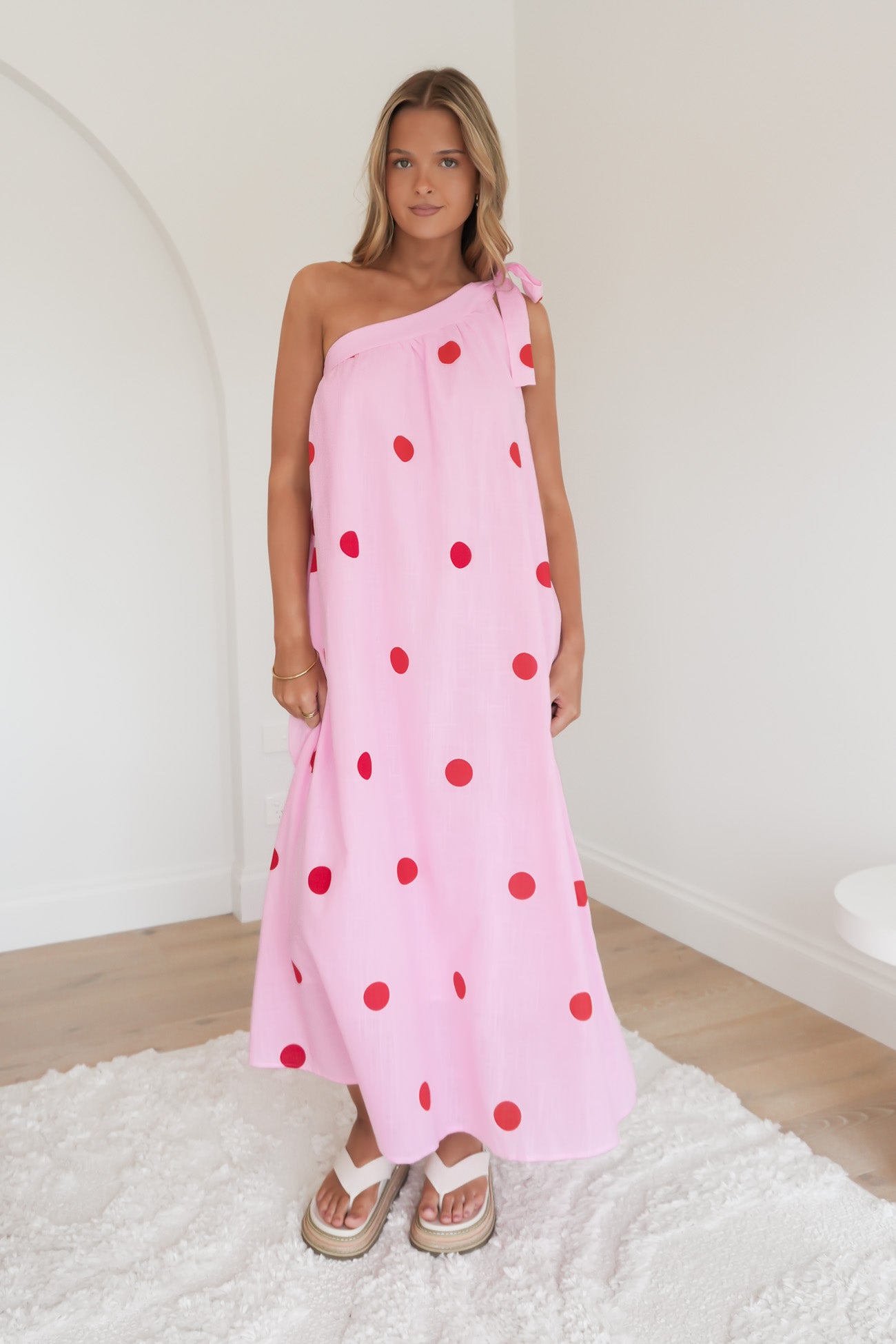 Kaley Maxi Dress Pink Polka Dot