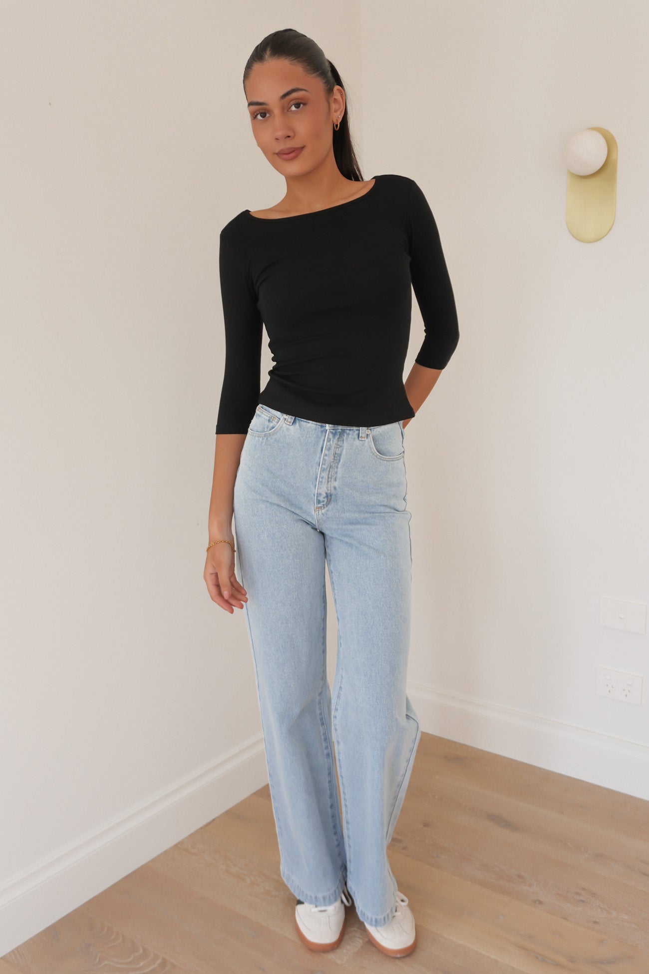 Karlee 3/4 Sleeve Top Black