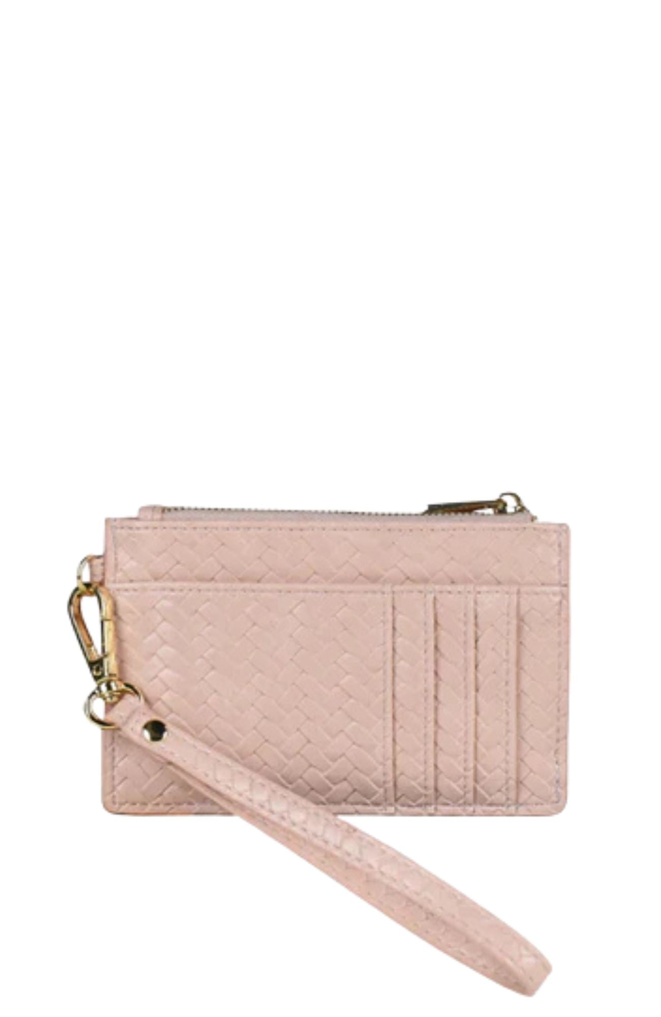 Keira Zip Card Wallet Pink Weave Gold