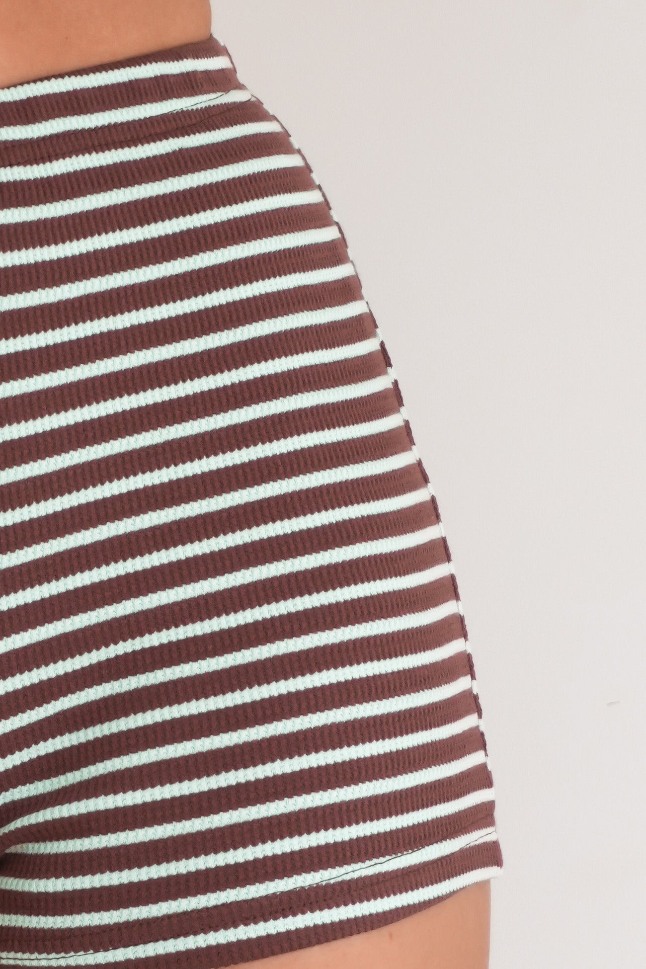 Kelcie Ribbed Set Chocolate Blue Stripe