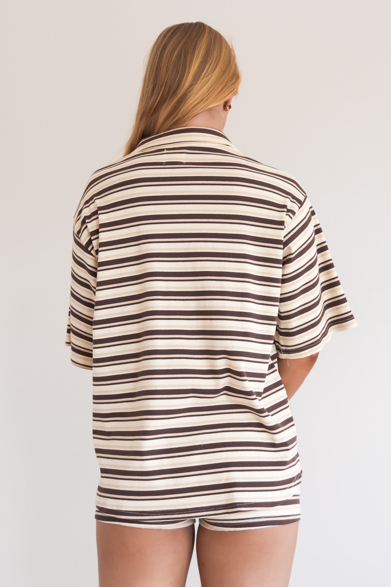 Kelcie Ribbed Set Chocolate Stripe