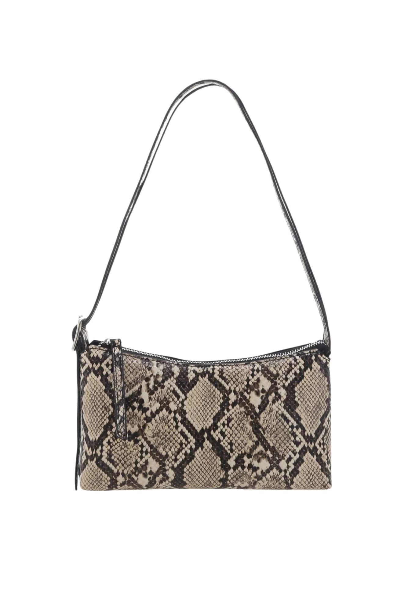 Kiah Shoulder Bag Cream Snake Silver