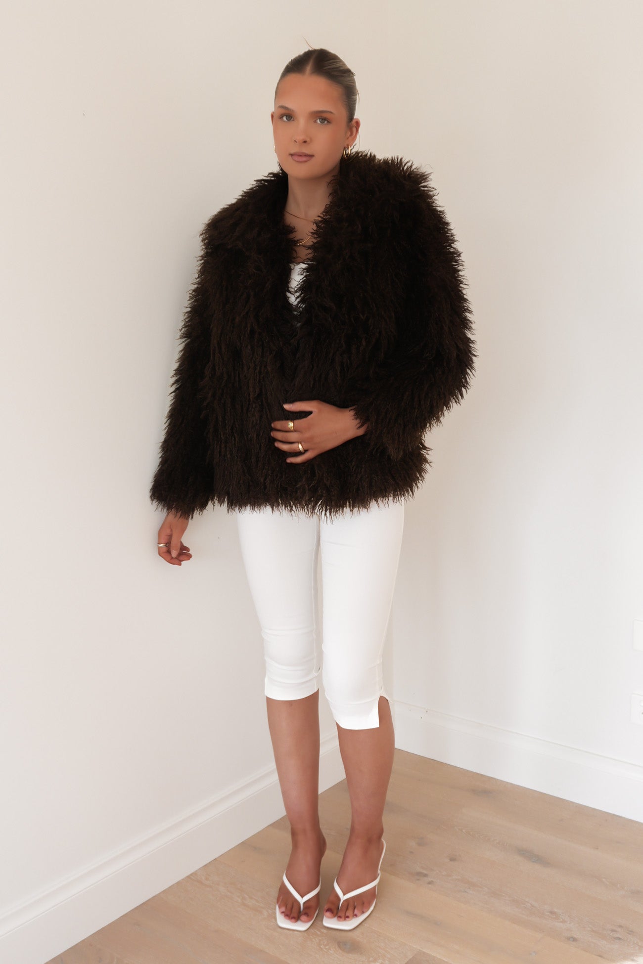 Kiki Faux Fur Coat Chocolate