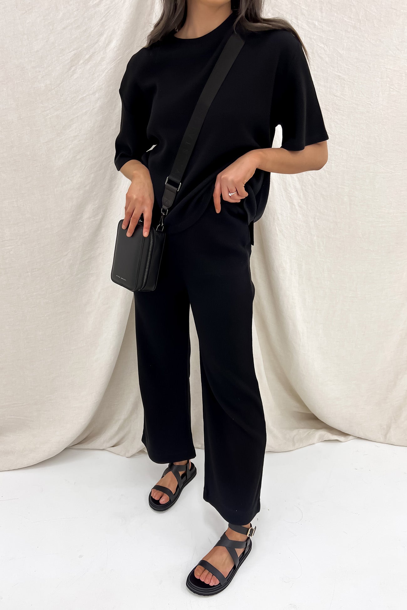 Kin Waffle Culotte Black