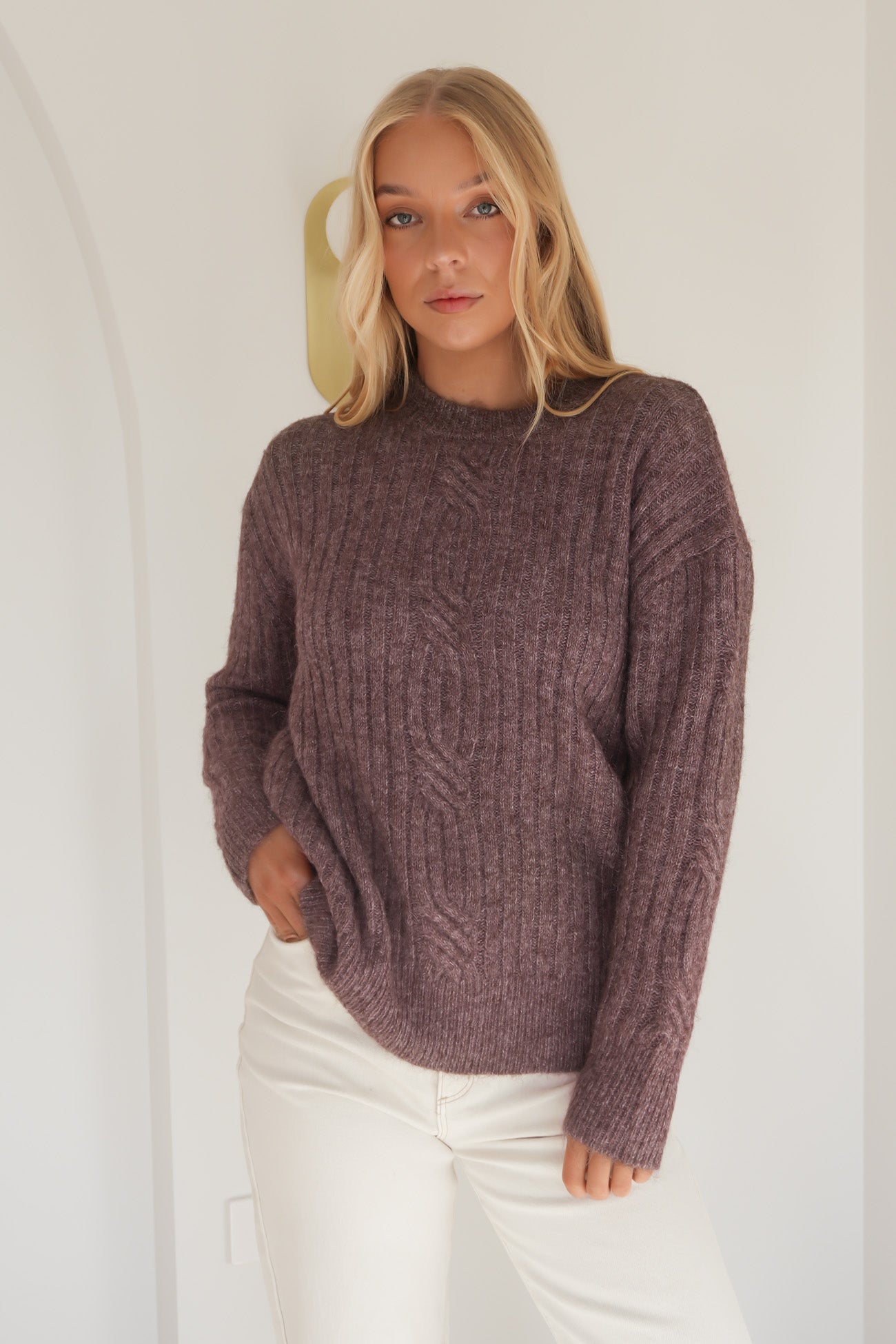 Kira Cable Jumper Dusty Rose