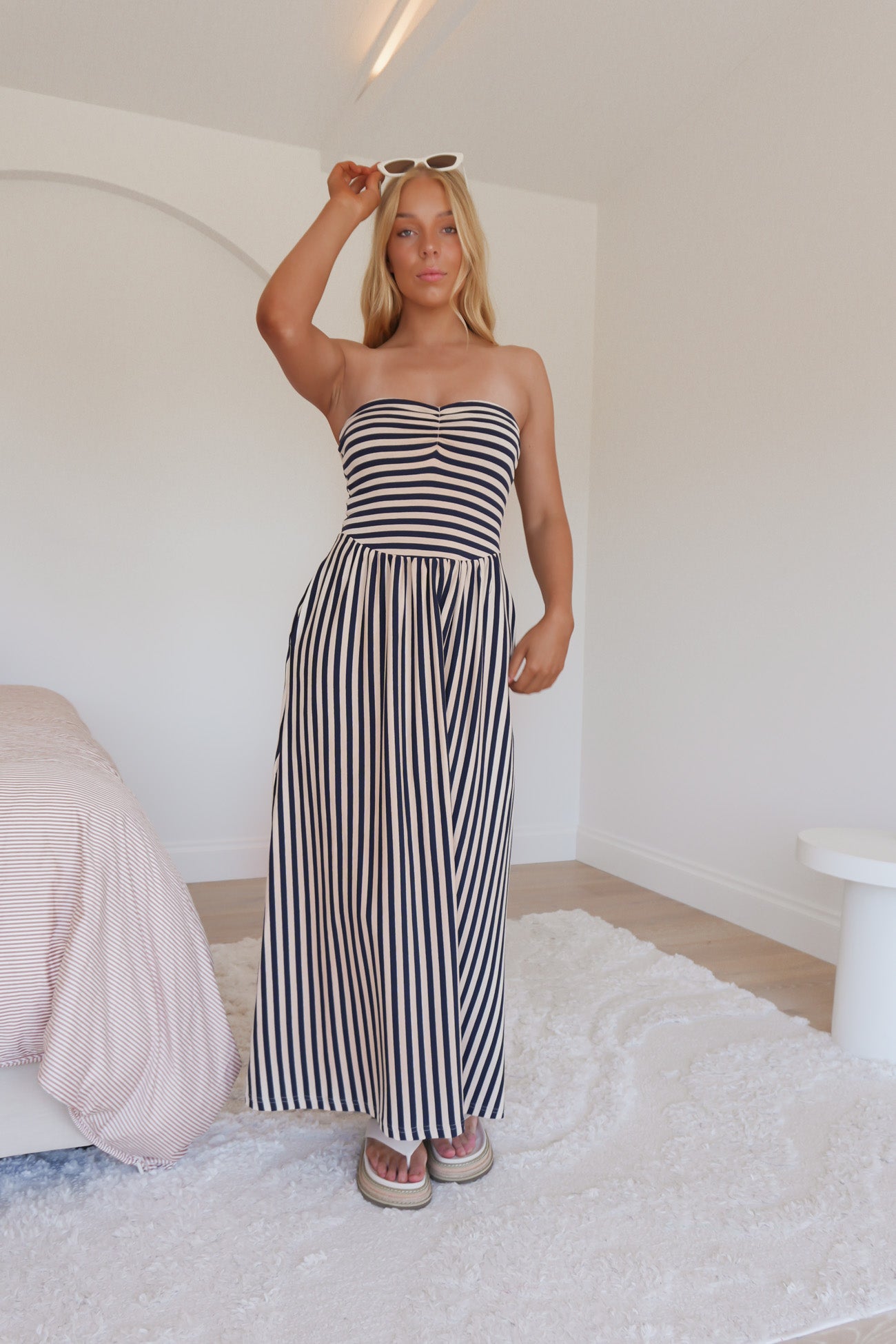 Klaus Midi Dress Navy Stripe