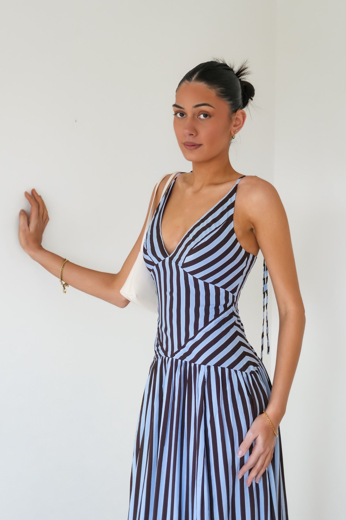Kourtney Maxi Dress Blue Chocolate Stripe